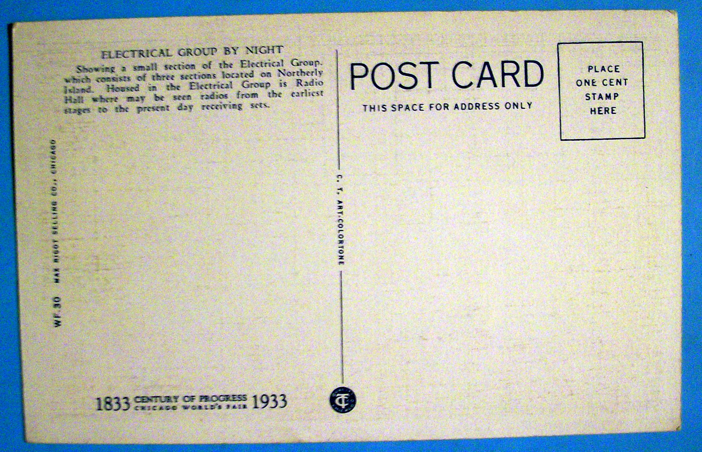 Electrical Group By Night Postcard (Chicago Fair)