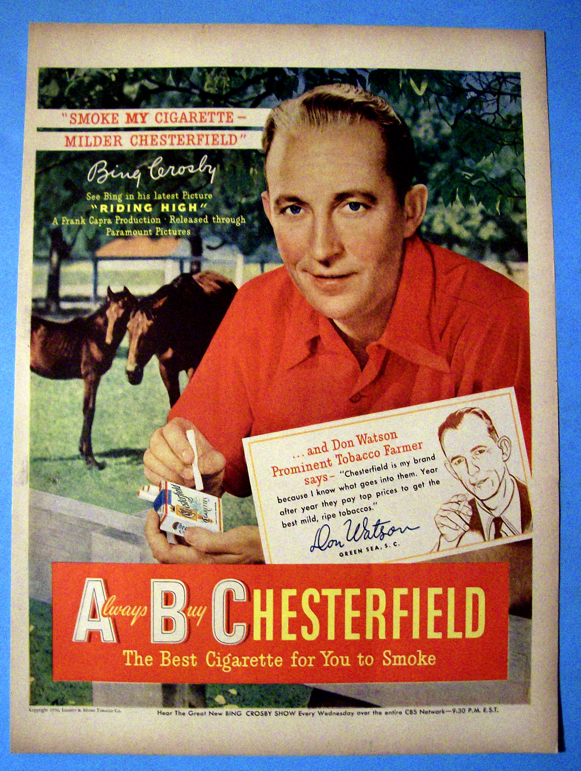 1949 Chesterfield Cigarettes with Bing Crosby