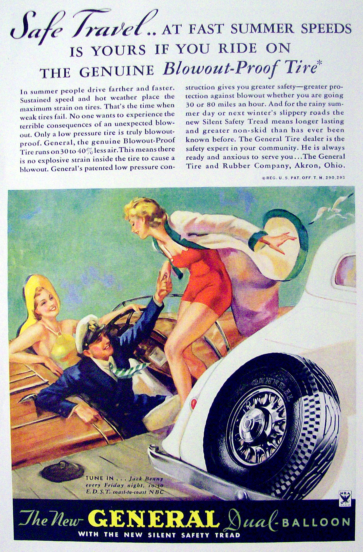 1934 General Tire with Couple Greeting Woman On Boat