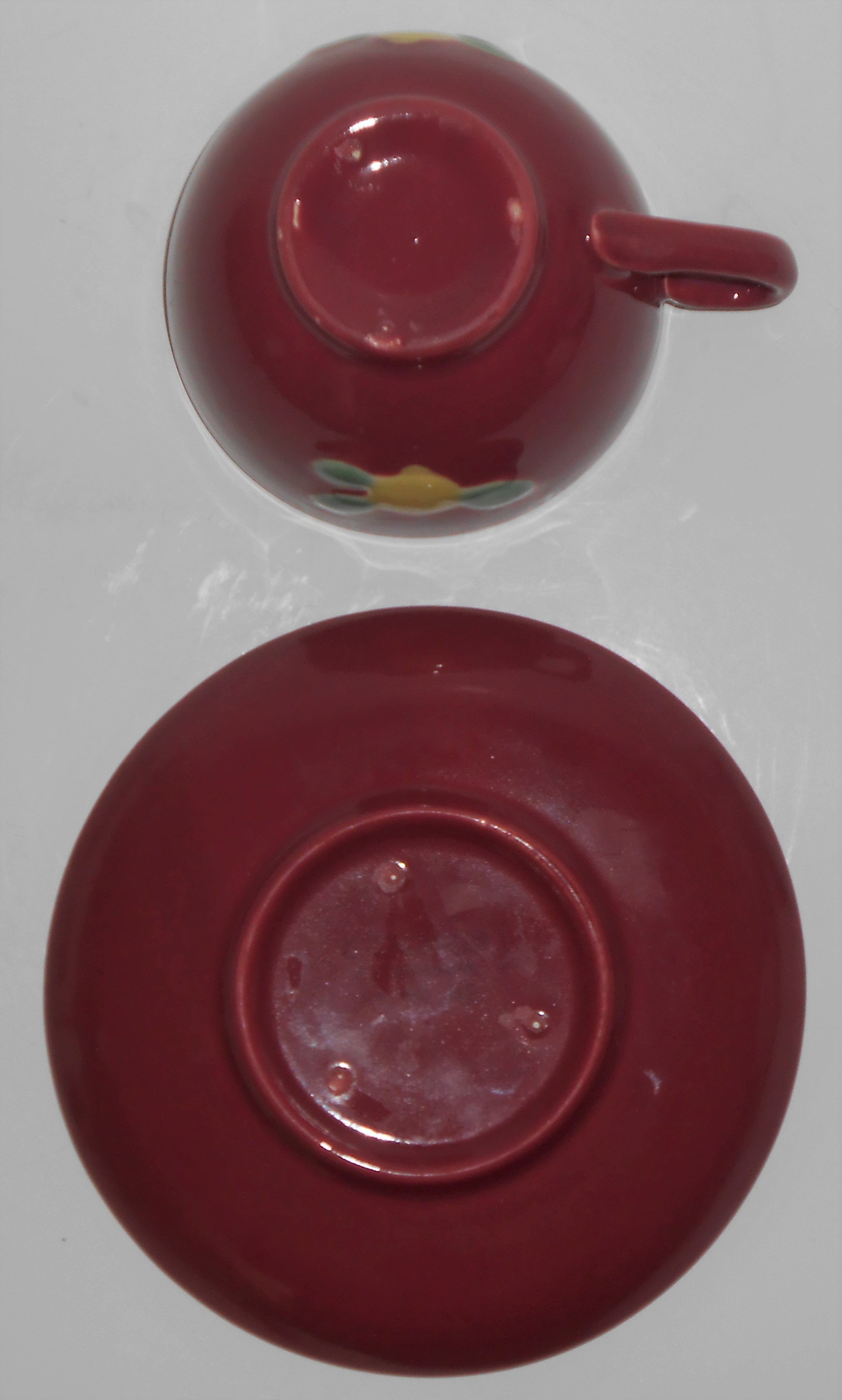 Coors Pottery Rosebud Red Cup & Saucer Set