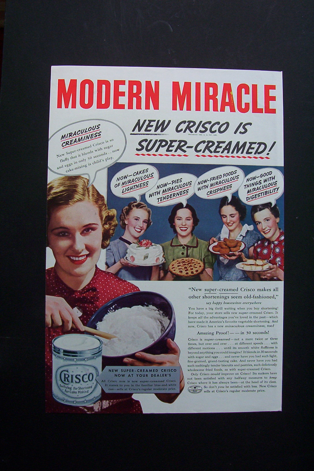 1937 Crisco Shortening with 5 Different Women & Crisco