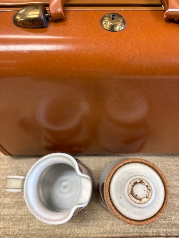 Stoneware Creamer and Sugar Bowl by Mark of The Potter vintage 1970s