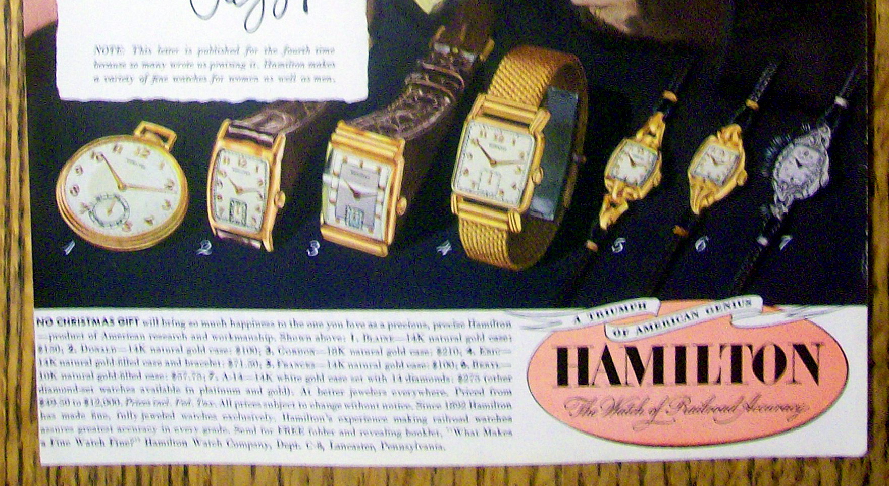 1949 Hamilton Watch with Woman Giving Man A Present