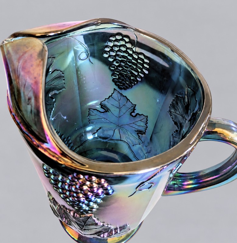 Carnival glass iced tea set pitcher inside
