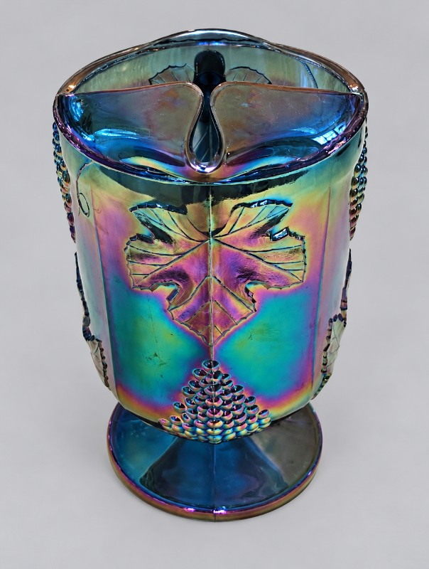 Carnival glass iced tea set pitcher front