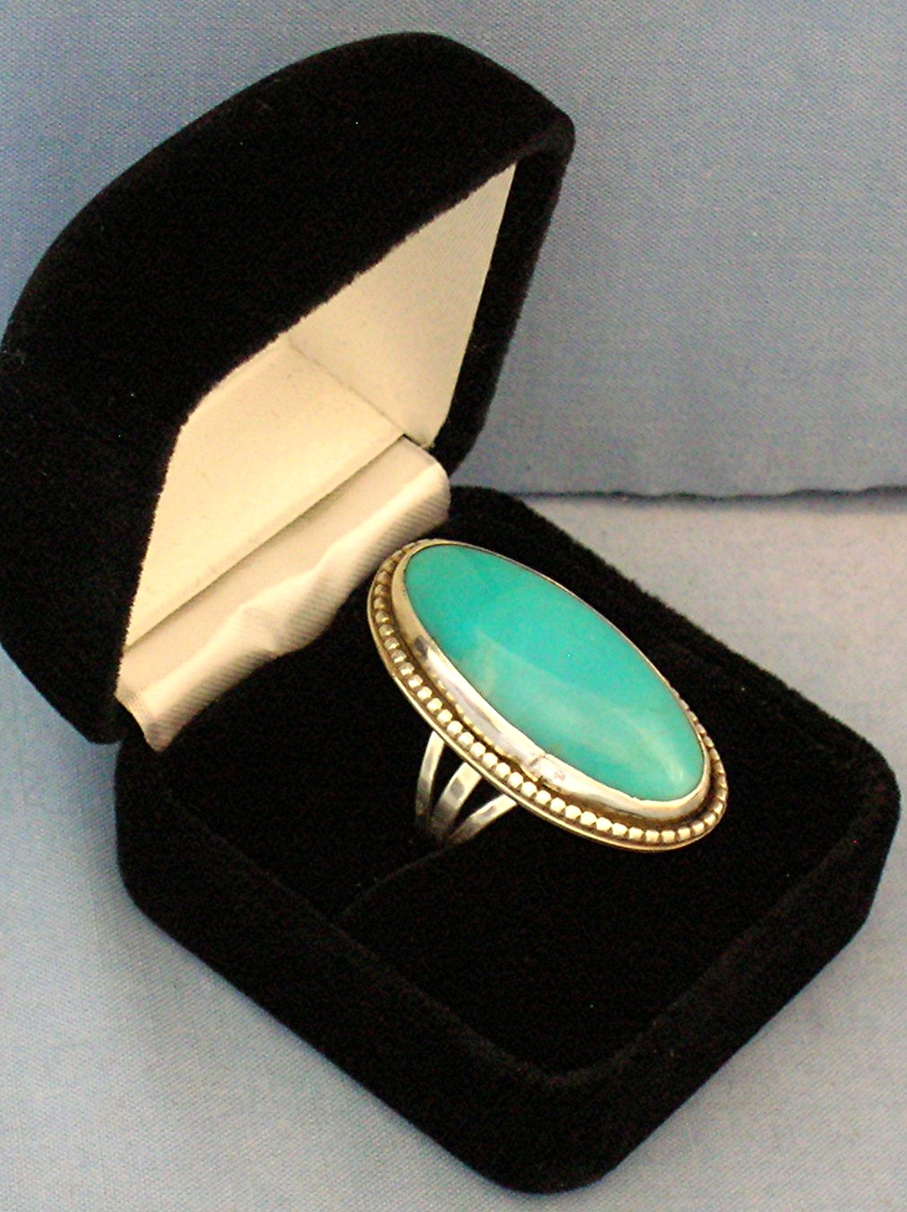 Native American Turquoise Sterling Silver  Ring 70s