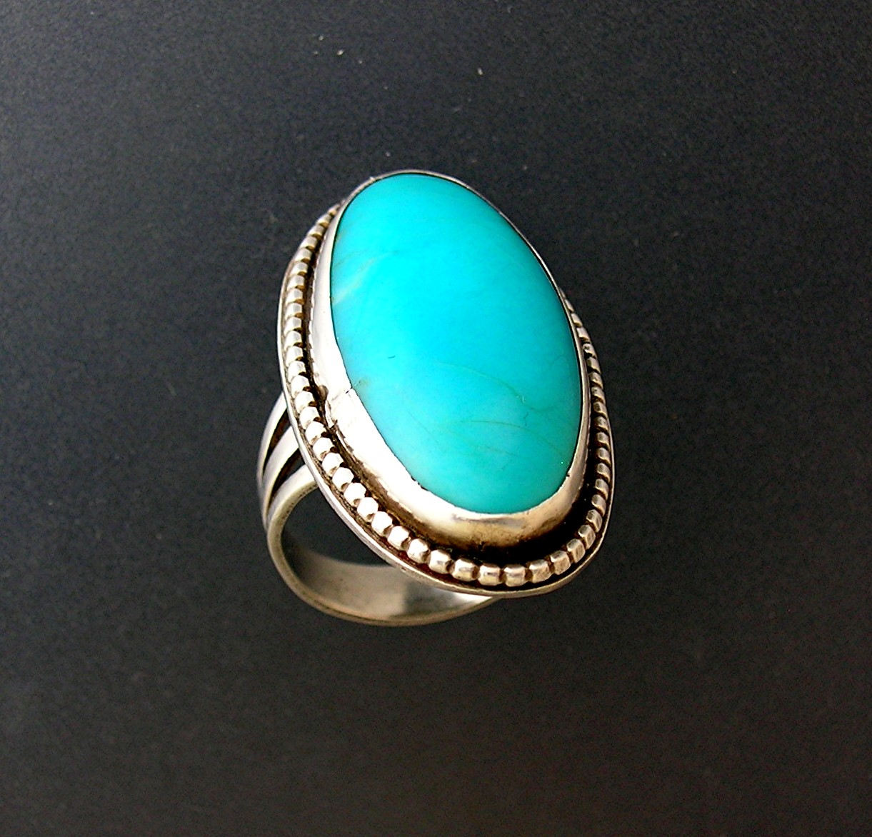 Native American Turquoise Sterling Silver  Ring 70s