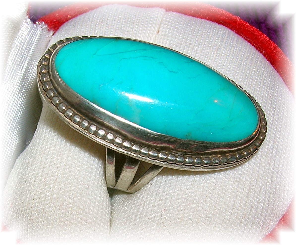 Native American Turquoise Sterling Silver  Ring 70s