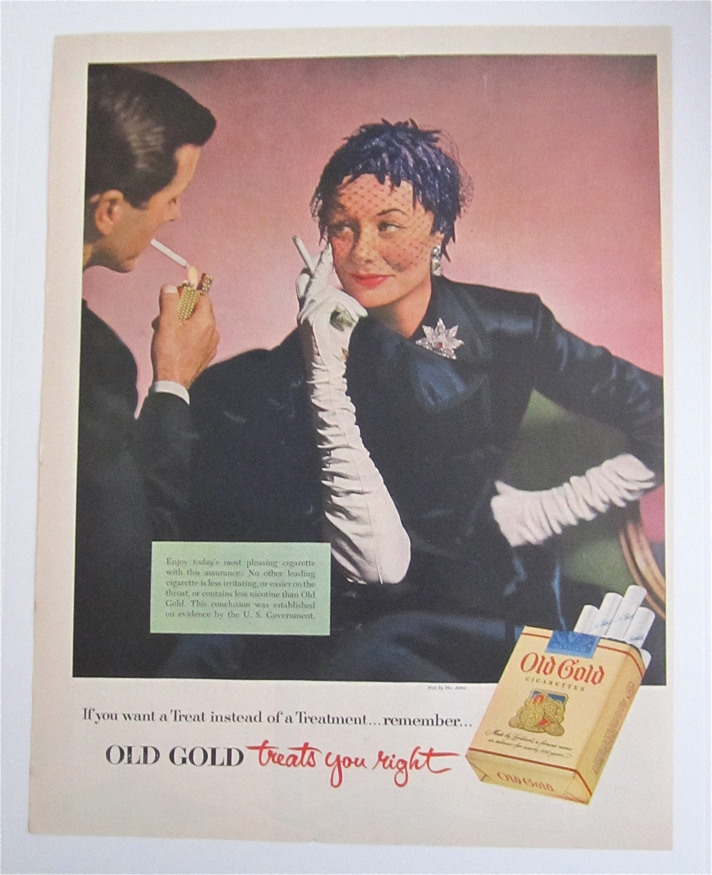 1953 Old Gold Cigarettes with Lovely Woman Smoking