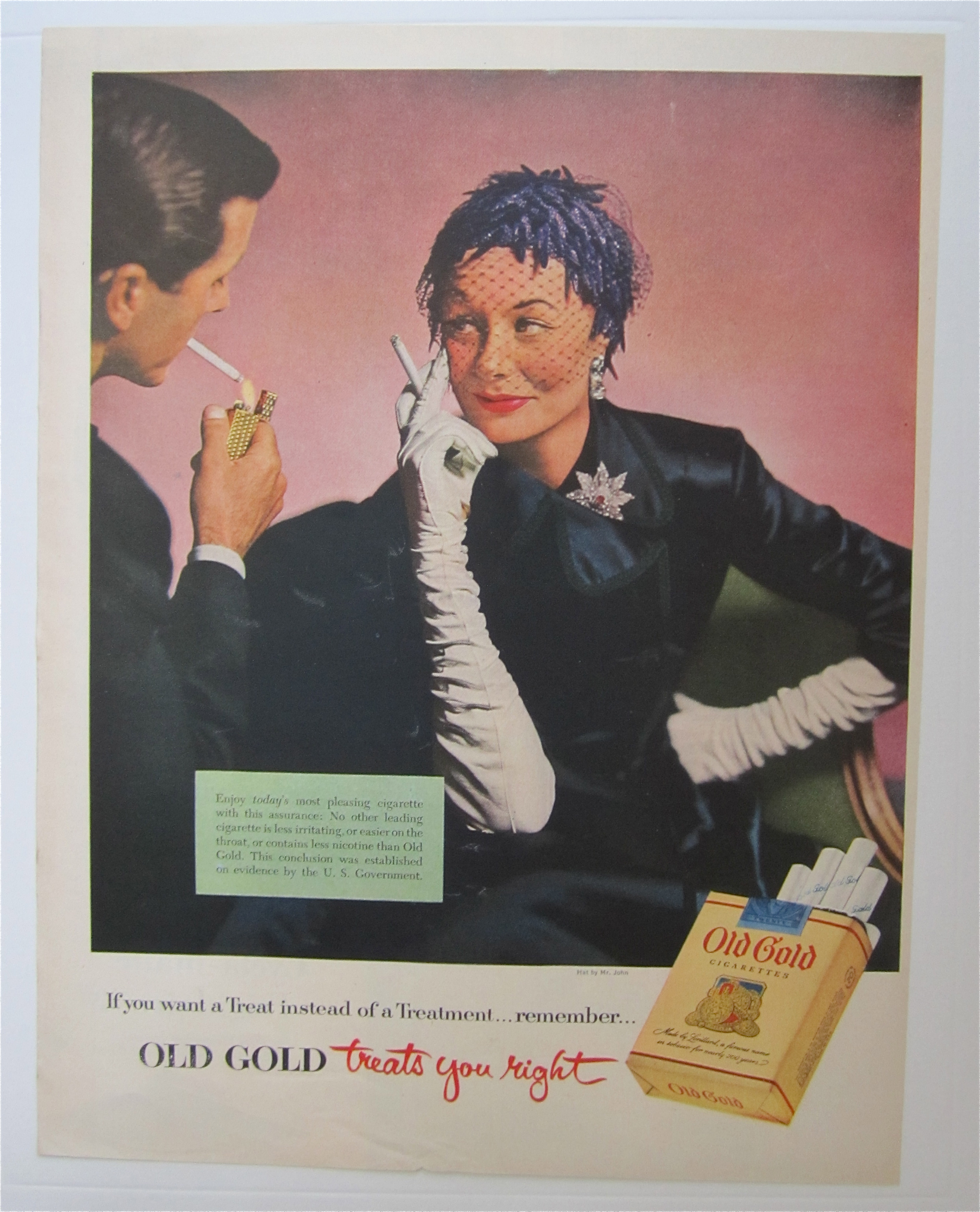 1953 Old Gold Cigarettes with Lovely Woman Smoking