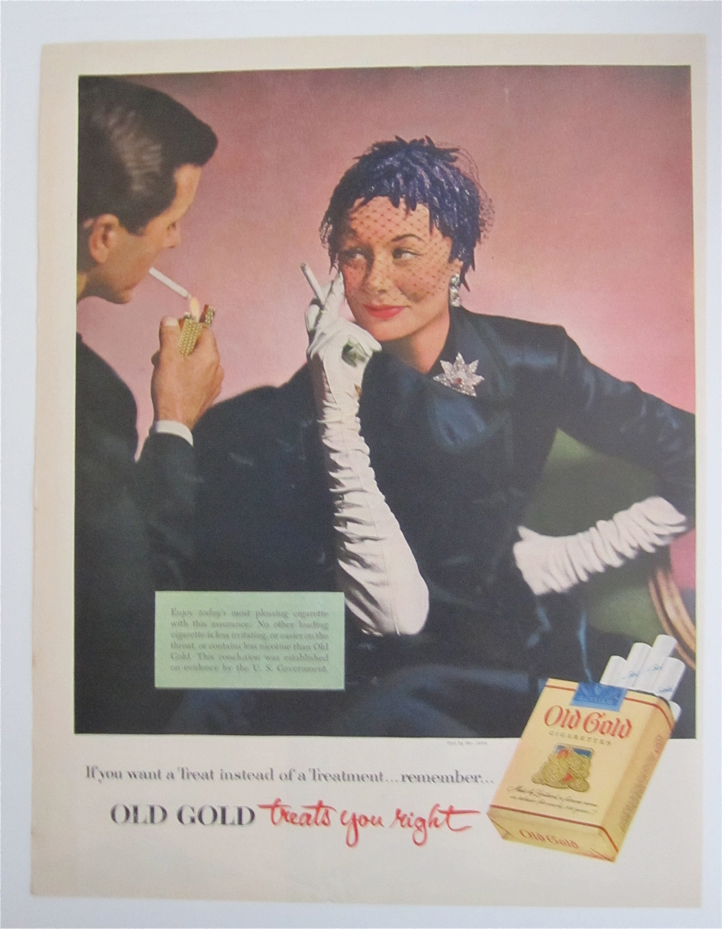 1953 Old Gold Cigarettes with Lovely Woman Smoking