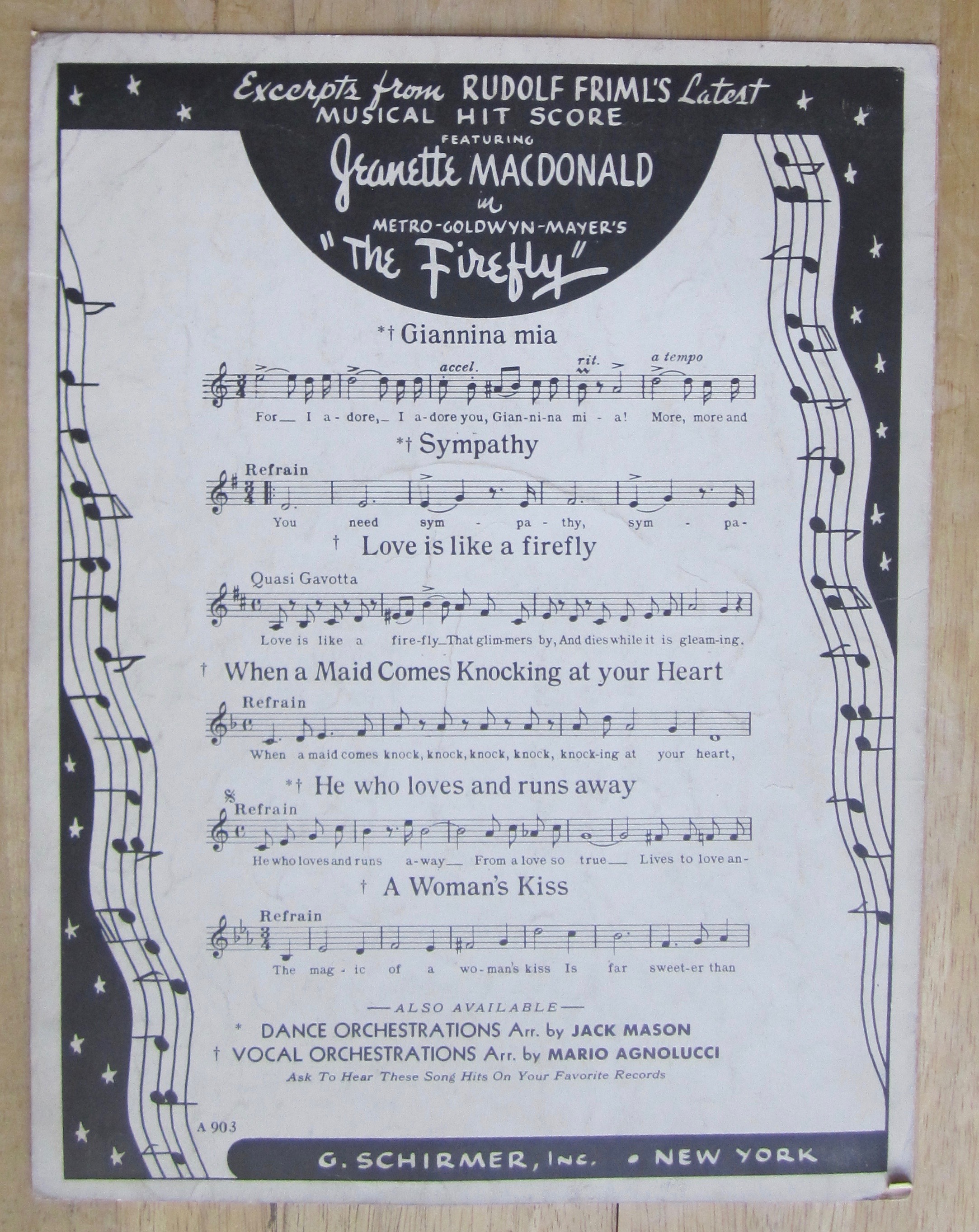 1940 Sheet Music For Giannina Mia