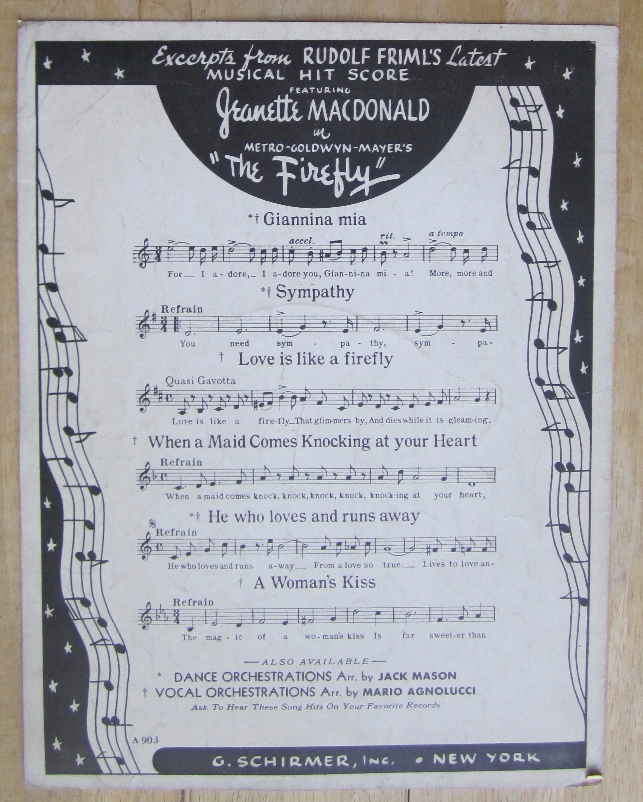 1940 Sheet Music For Giannina Mia