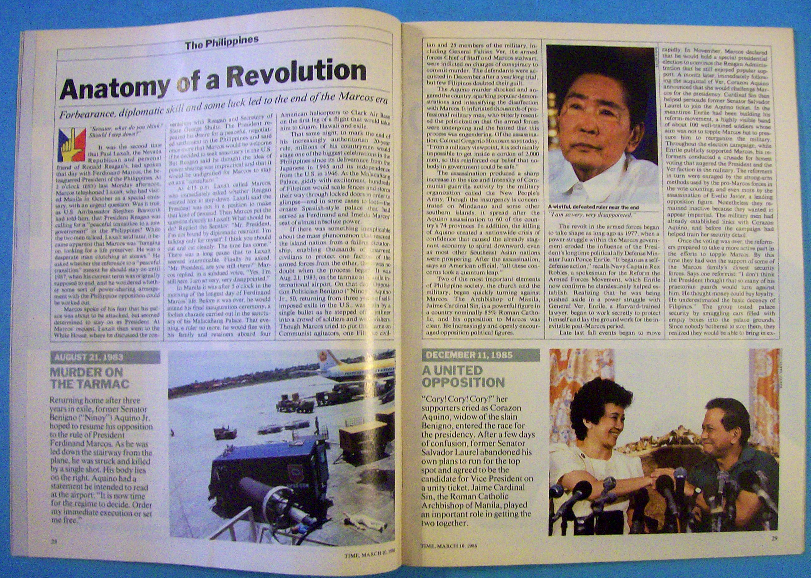 Time Magazine March 10, 1986 C. Aquino & S. Laurel