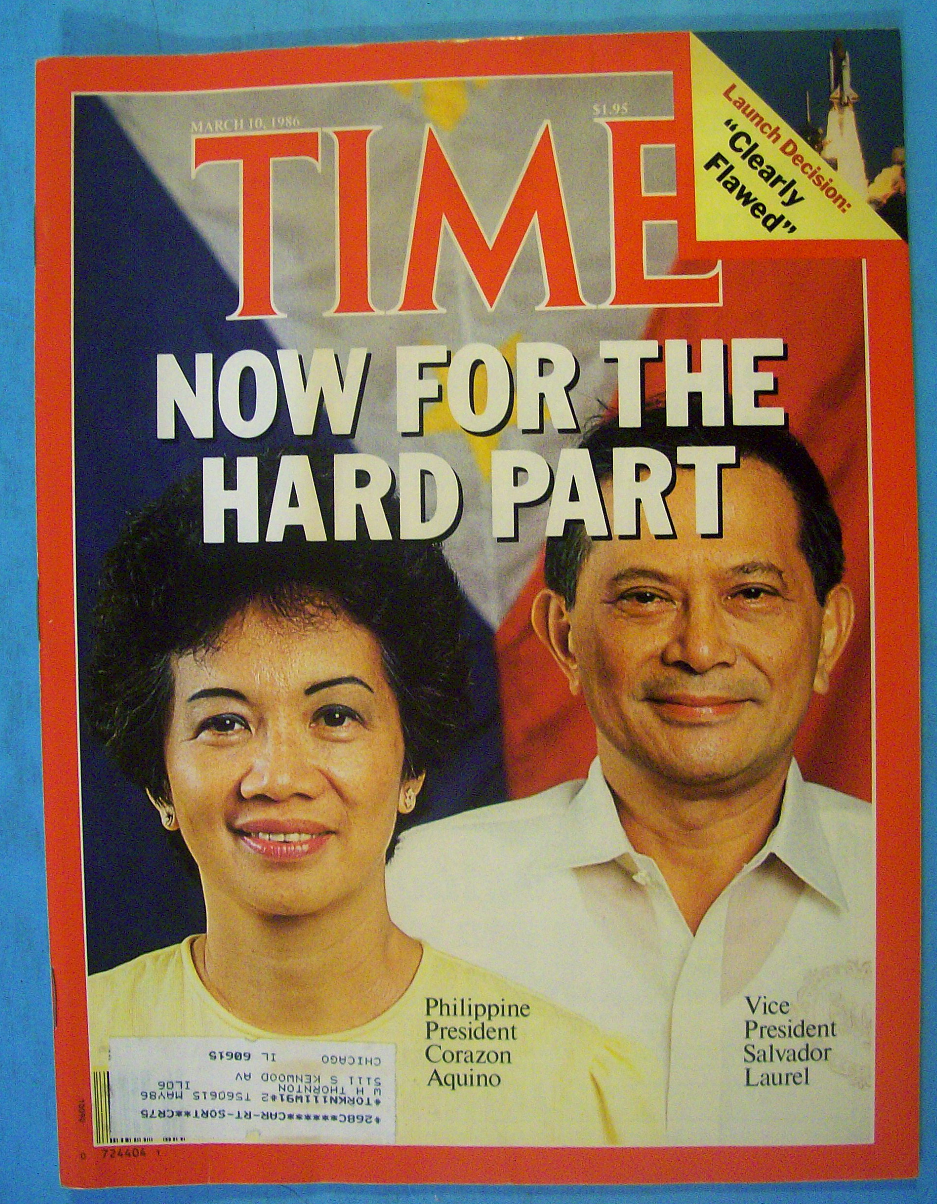 Time Magazine March 10, 1986 C. Aquino & S. Laurel