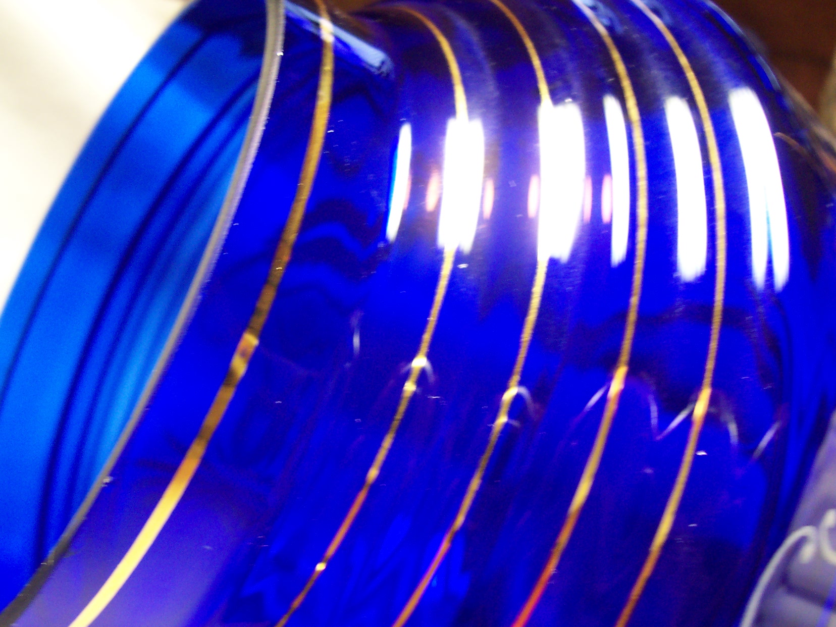 Cobalt Blue Glass Bisquit Jar hand painted