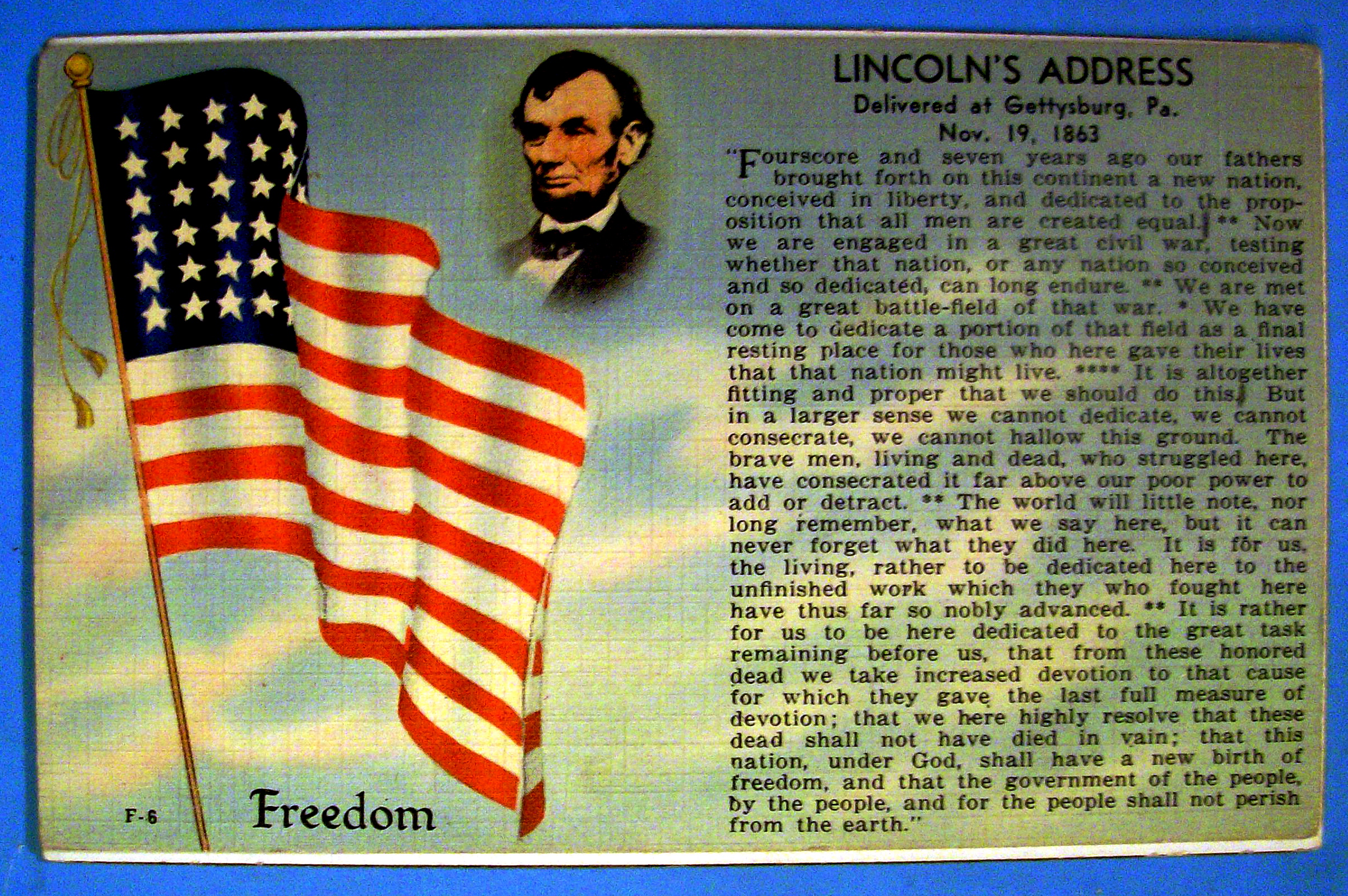 Lincoln's Address Postcard
