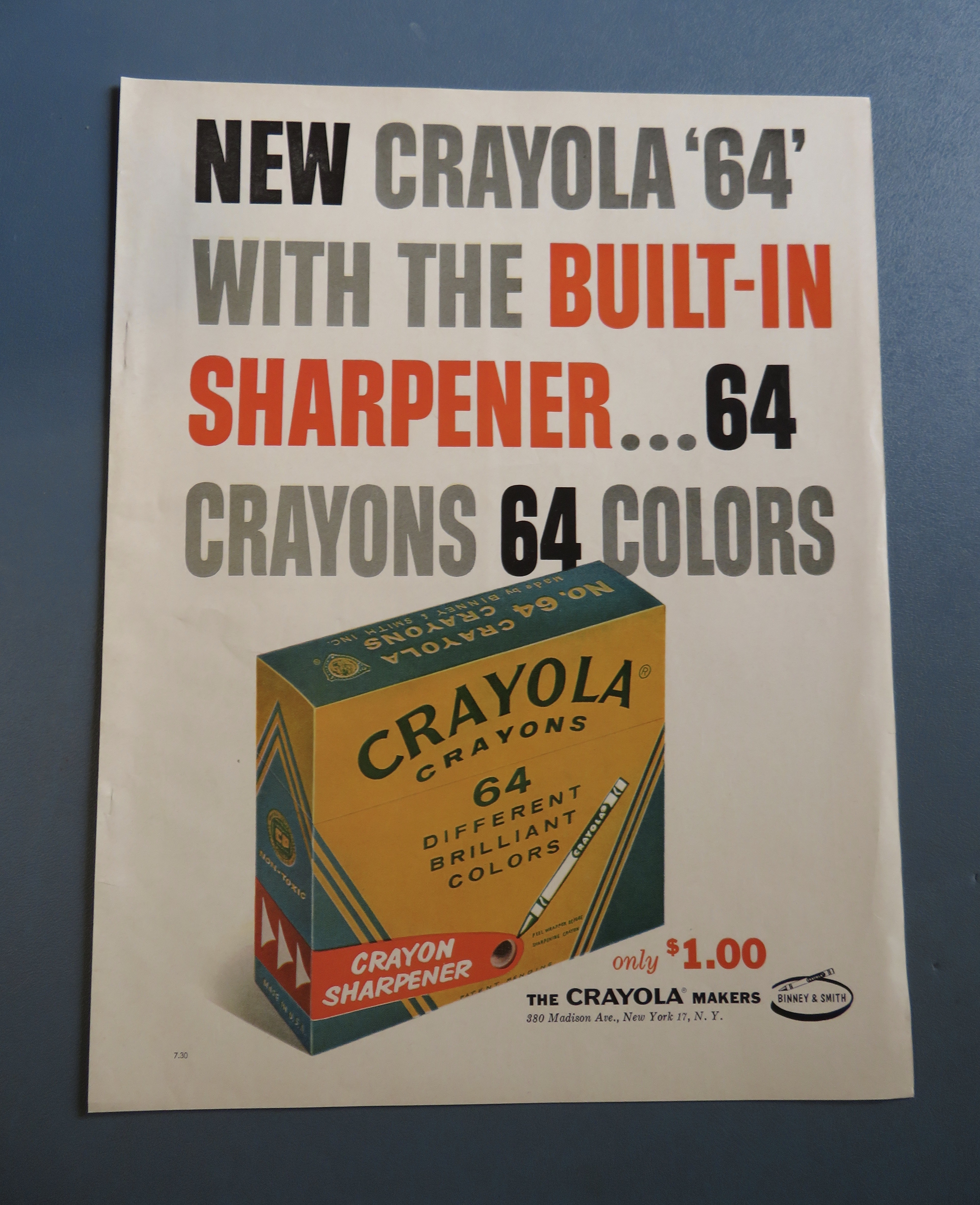 1958 Crayola Crayons w/ Crayola 64 Crayons w/ Sharpener
