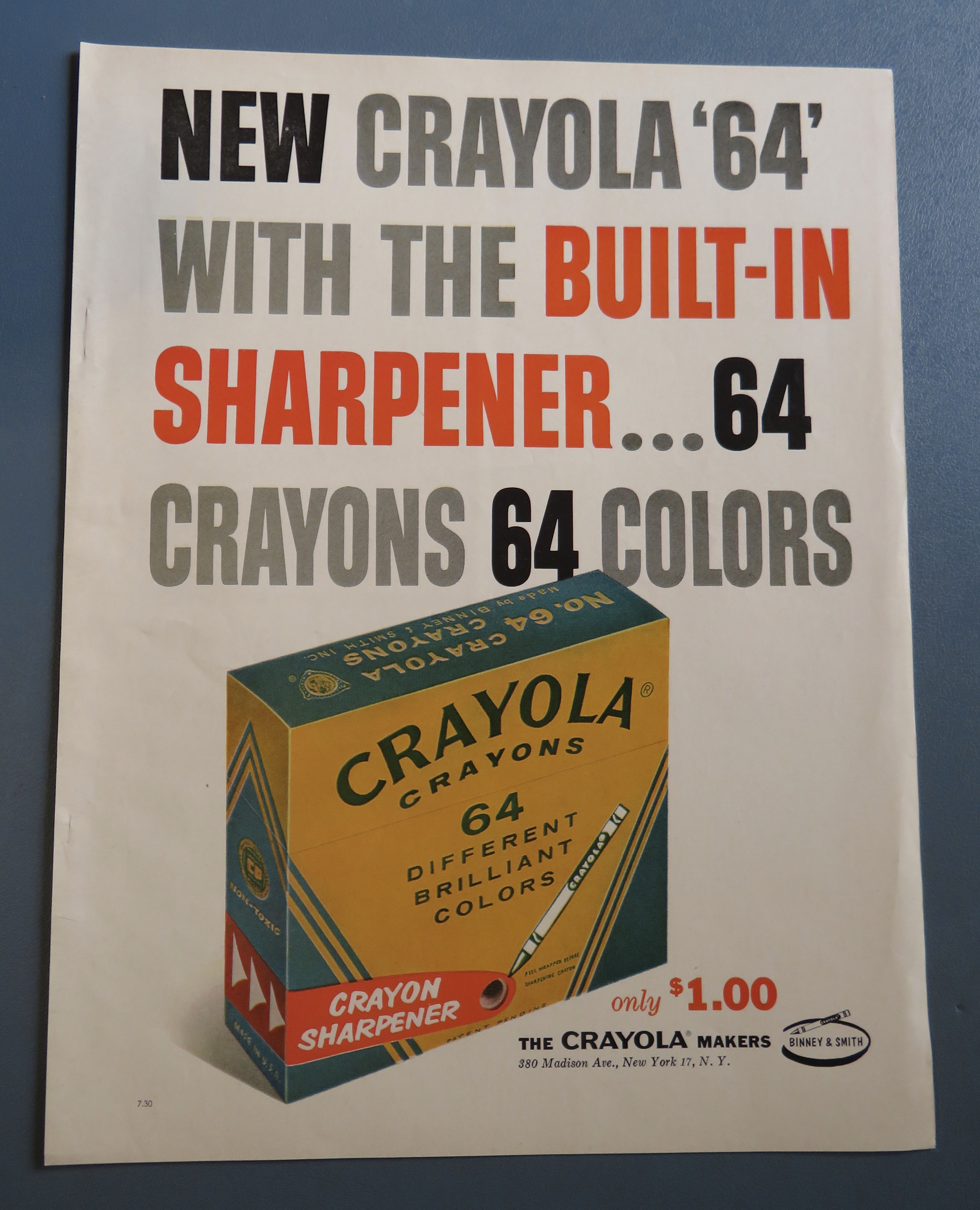 1958 Crayola Crayons w/ Crayola 64 Crayons w/ Sharpener