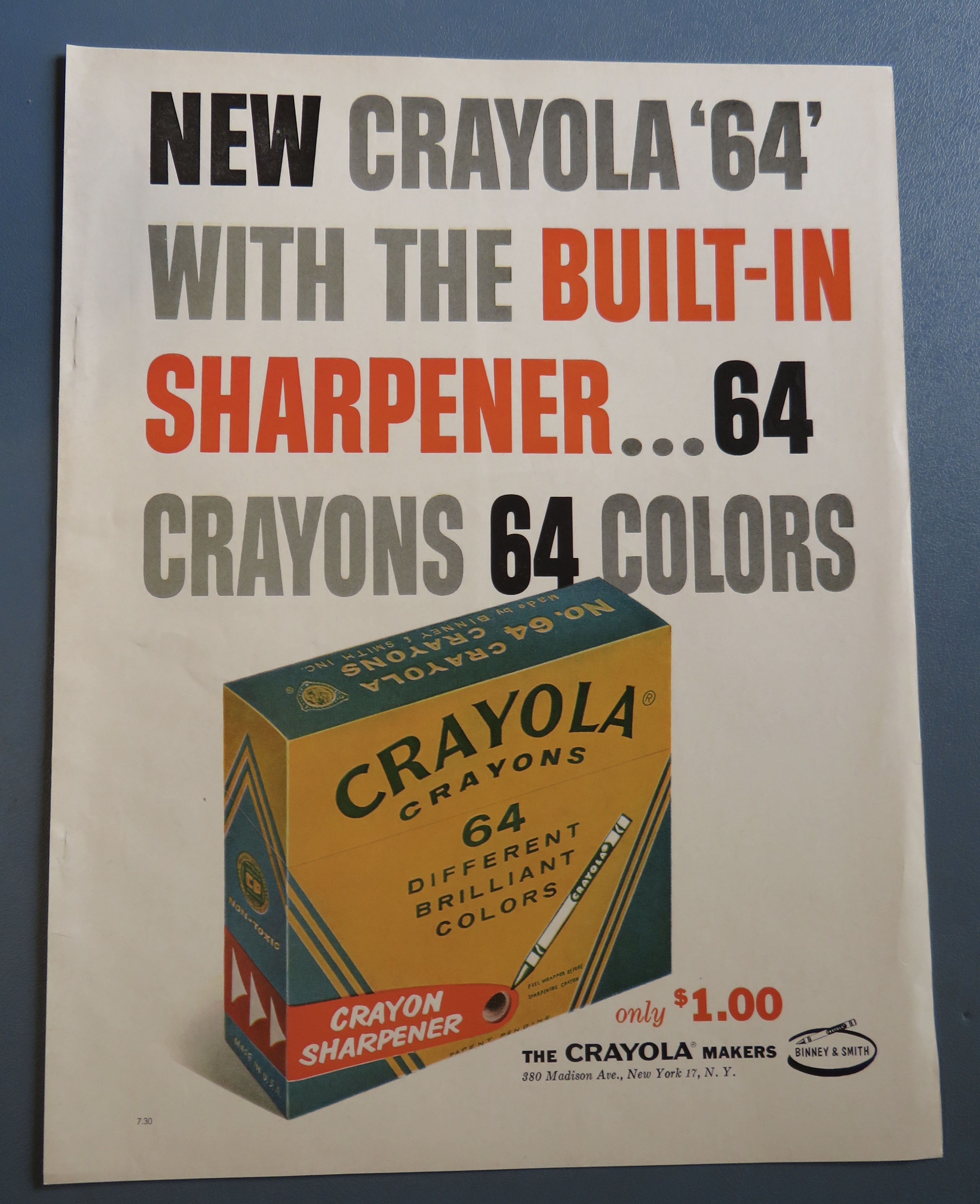 1958 Crayola Crayons w/ Crayola 64 Crayons w/ Sharpener