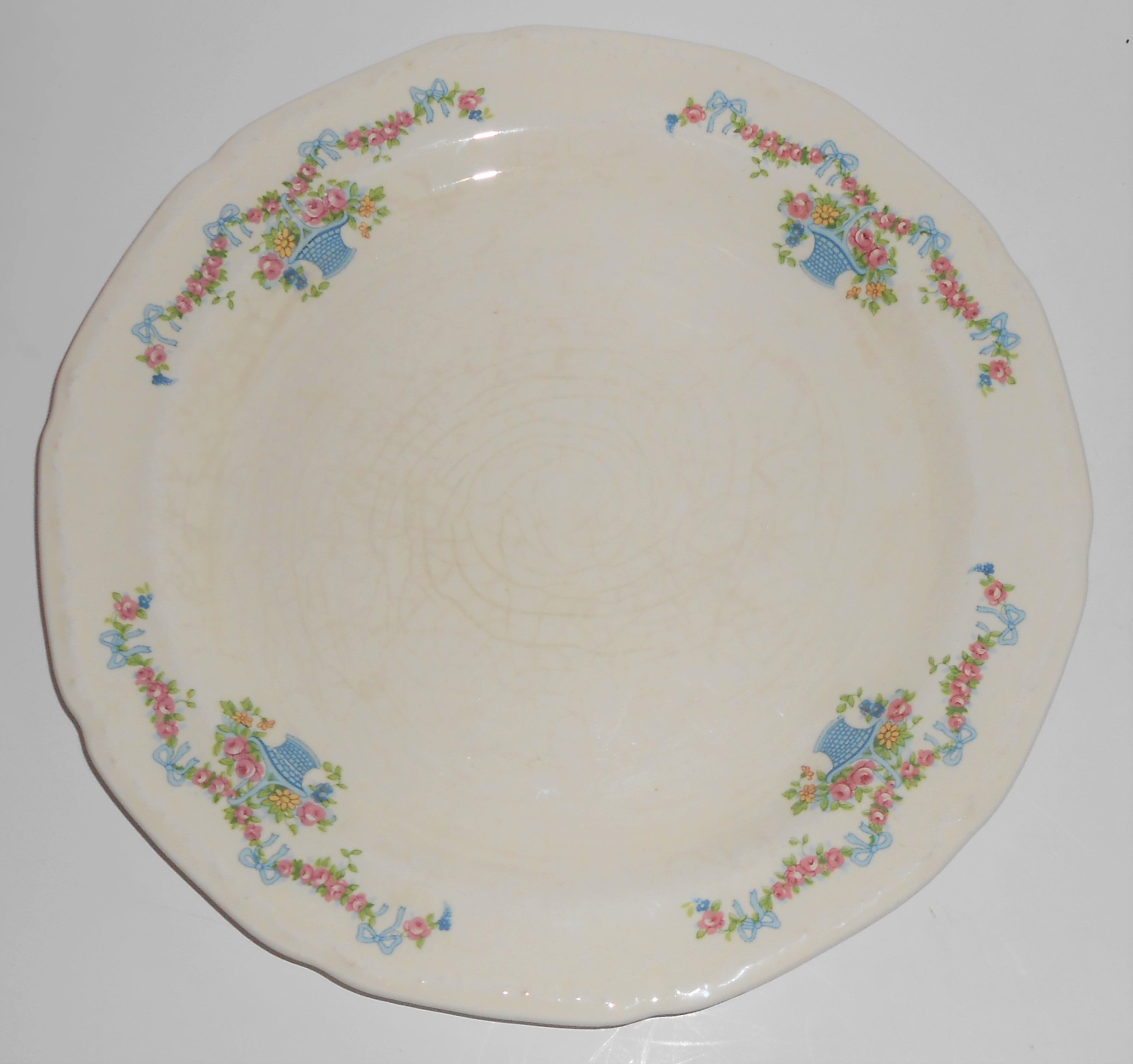 Early Poxon Vernon Pottery Basket w/Floral Garland Dinn