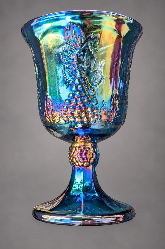 Carnival glass iced tea set goblet
