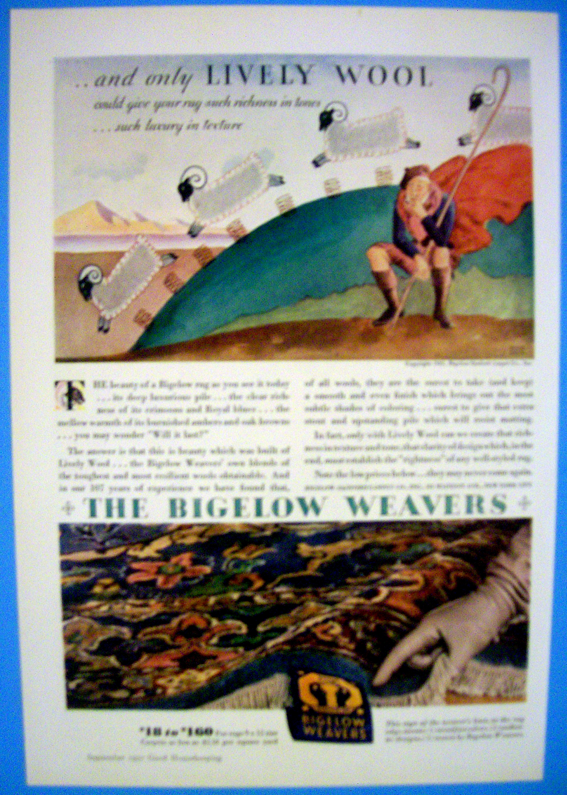 1938 Biglow Weavers with Shepherd & Sheep