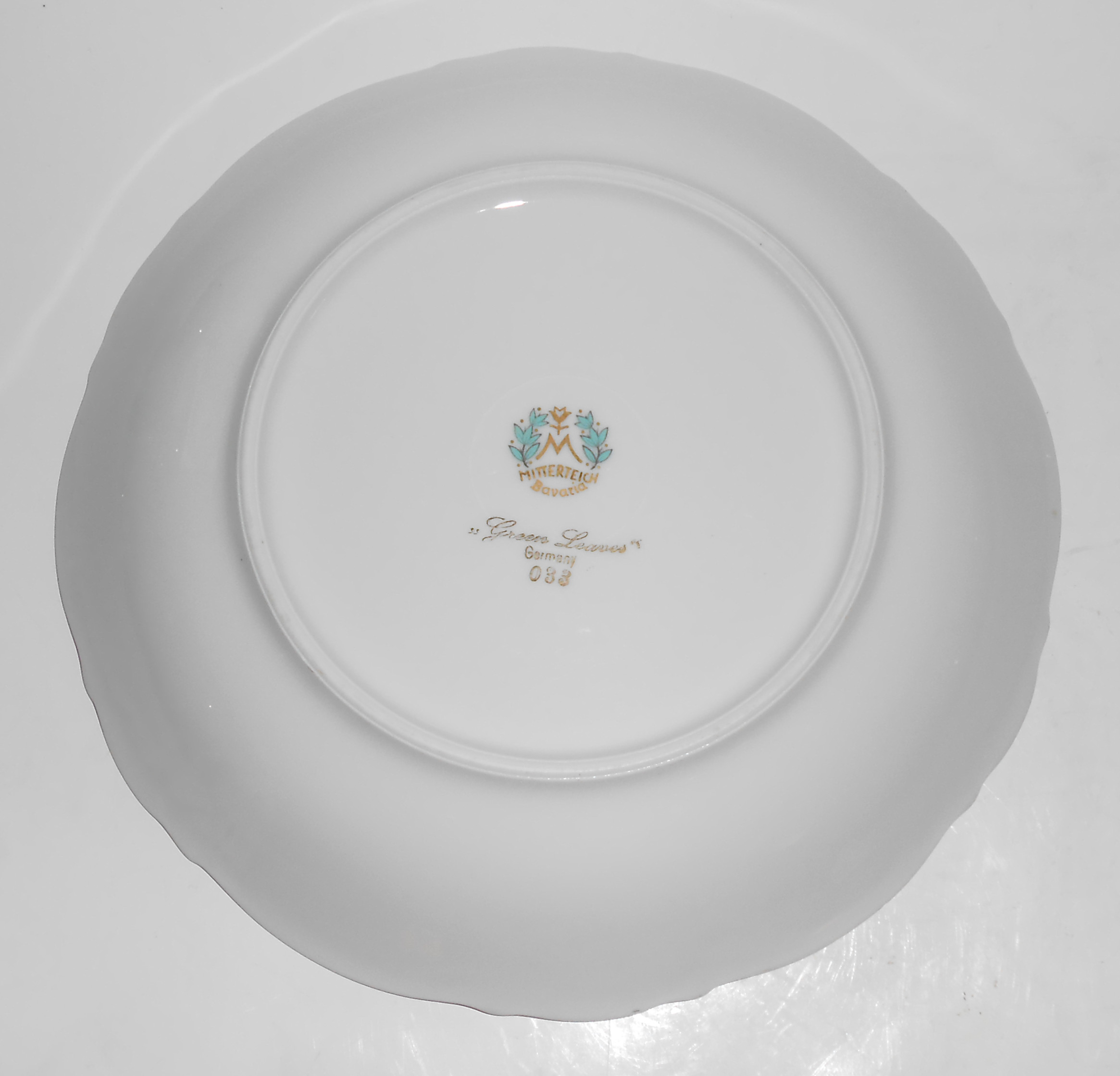 Mitterteich China Porcelain Green Leaves Soup Bowl