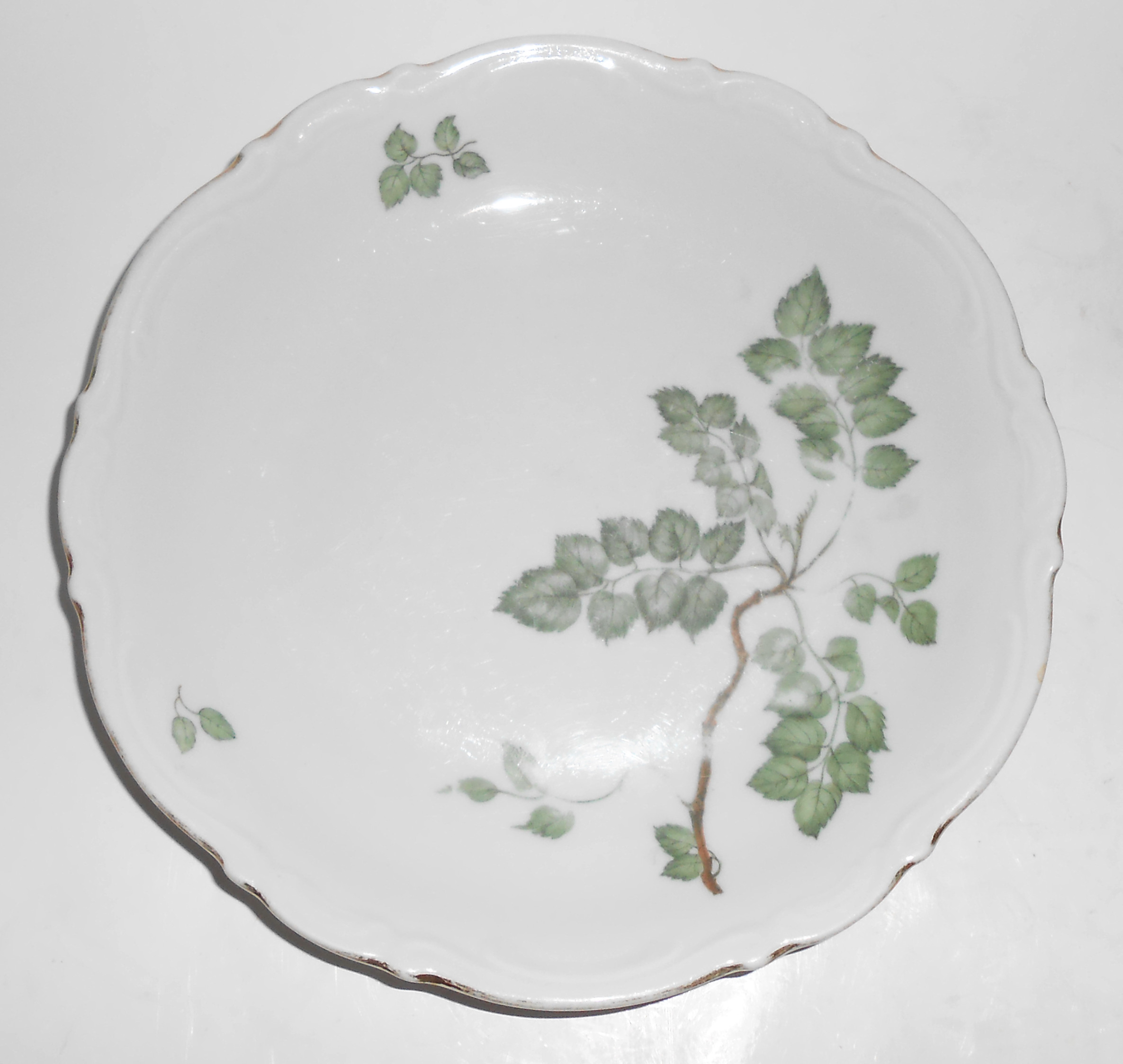 Mitterteich China Porcelain Green Leaves Soup Bowl