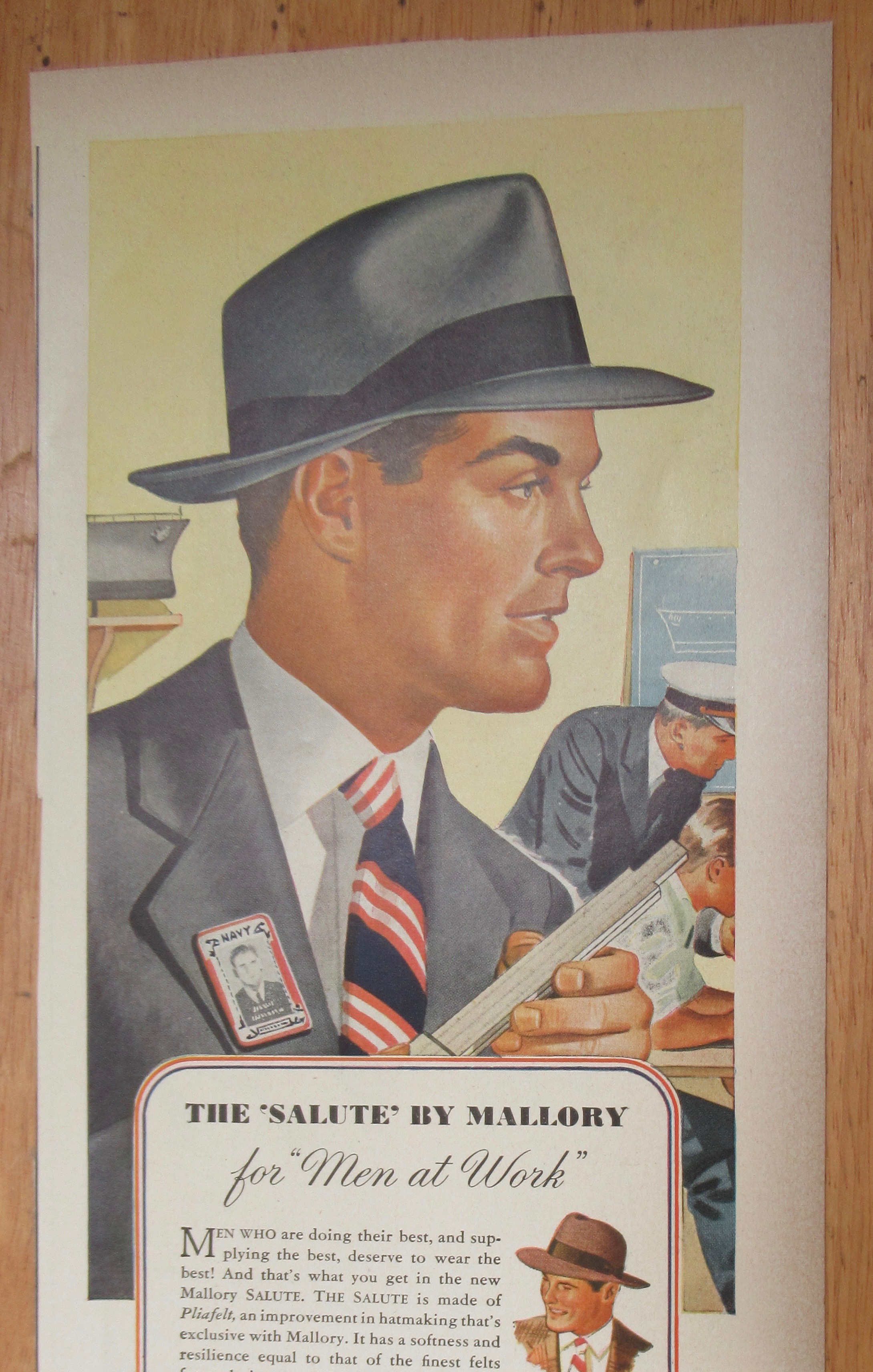 1943 Mallory Hats with a Man Wearing the Salute Hat