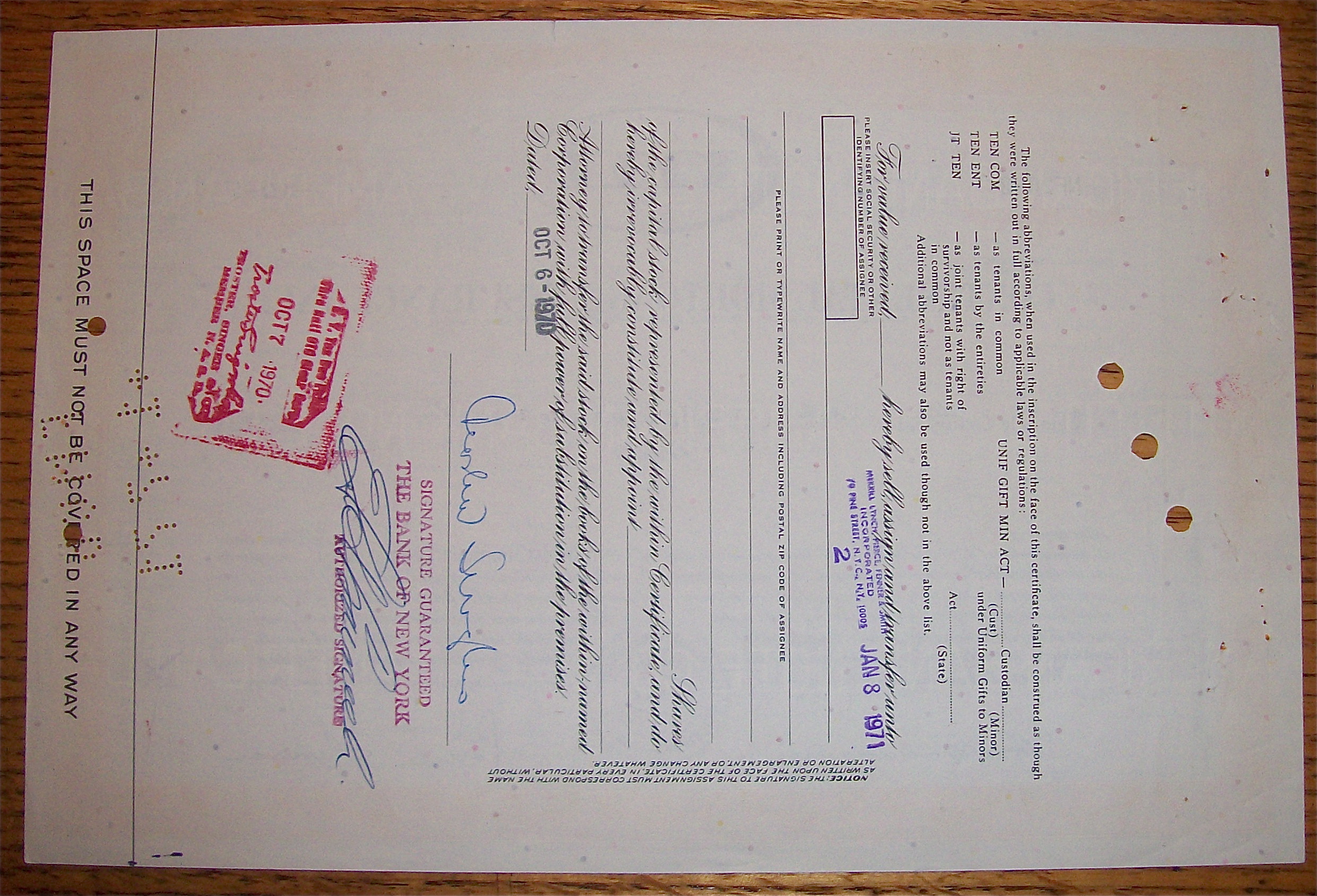 1970 Continental Mortgage Insurance Stock Certificate