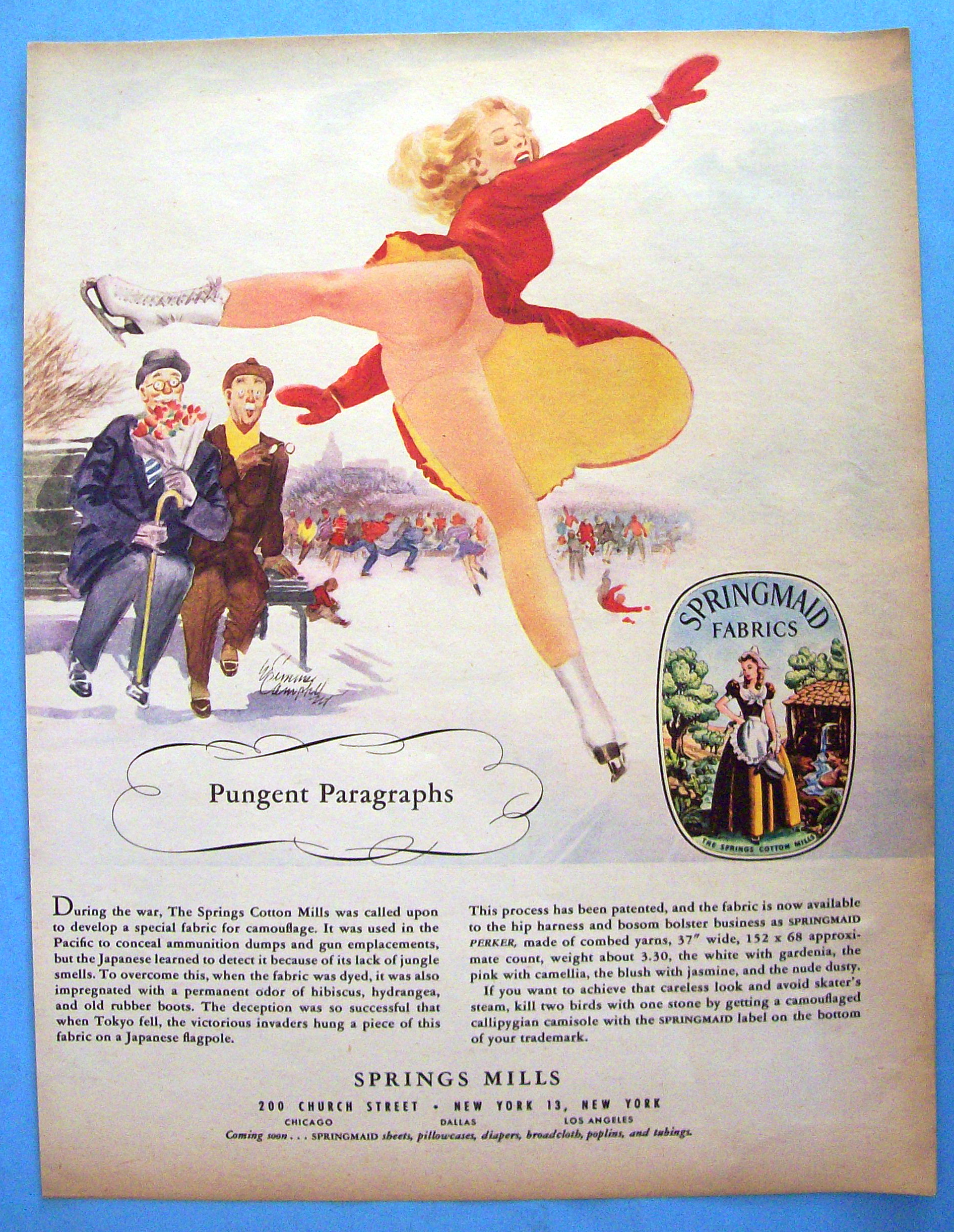 1948 Springmaid Fabrics with A Woman Skating