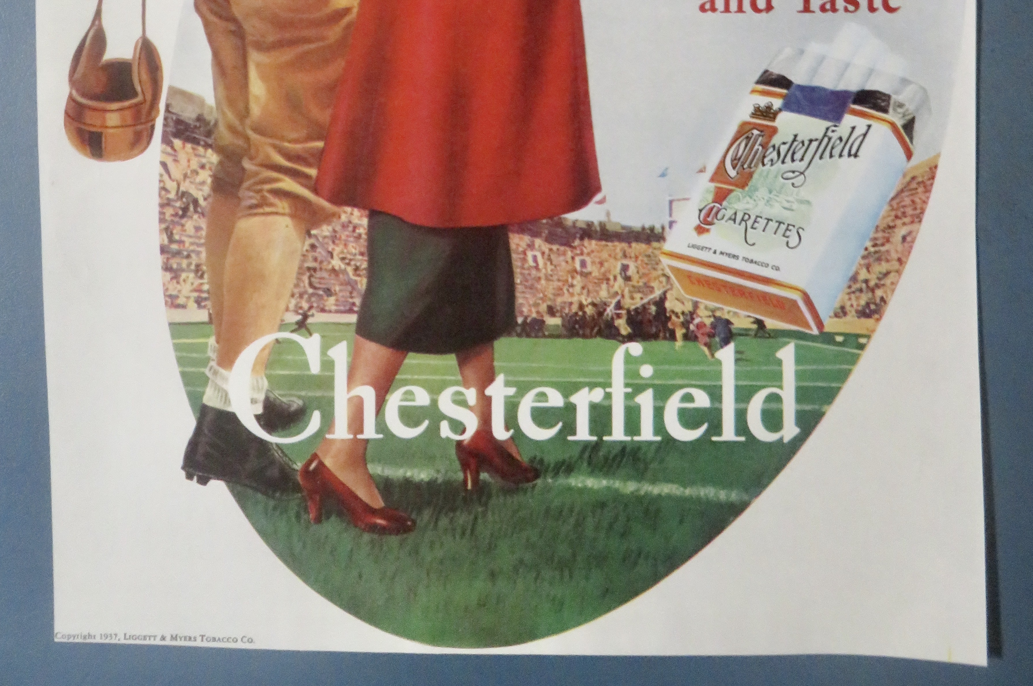 1937 Chesterfield Cigarette with Girl & Football Player