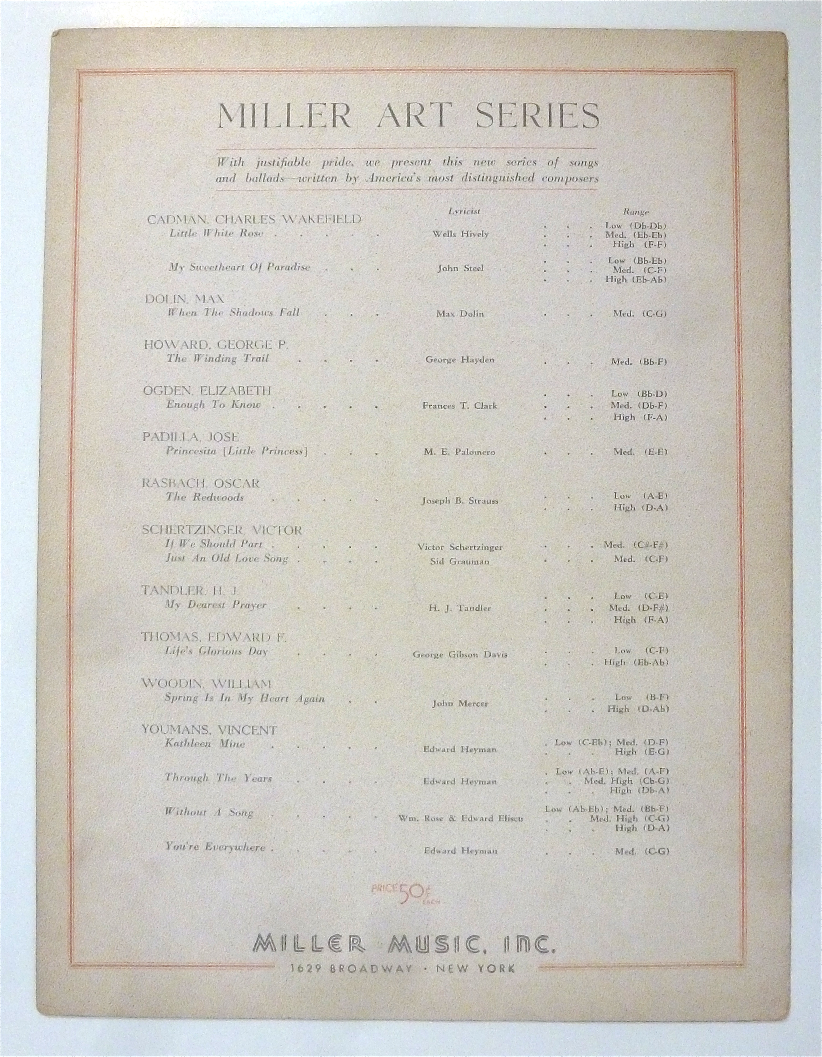 Sheet Music For 1929 Without A Song