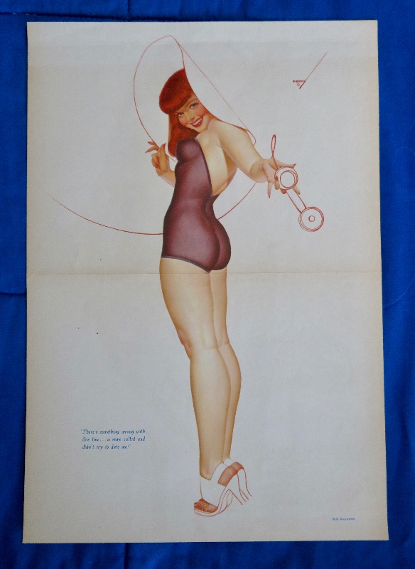 Original 1946 Sexy Pin Up Girl Wearing A Purple Nightie While Holding The Telephone By George Petty