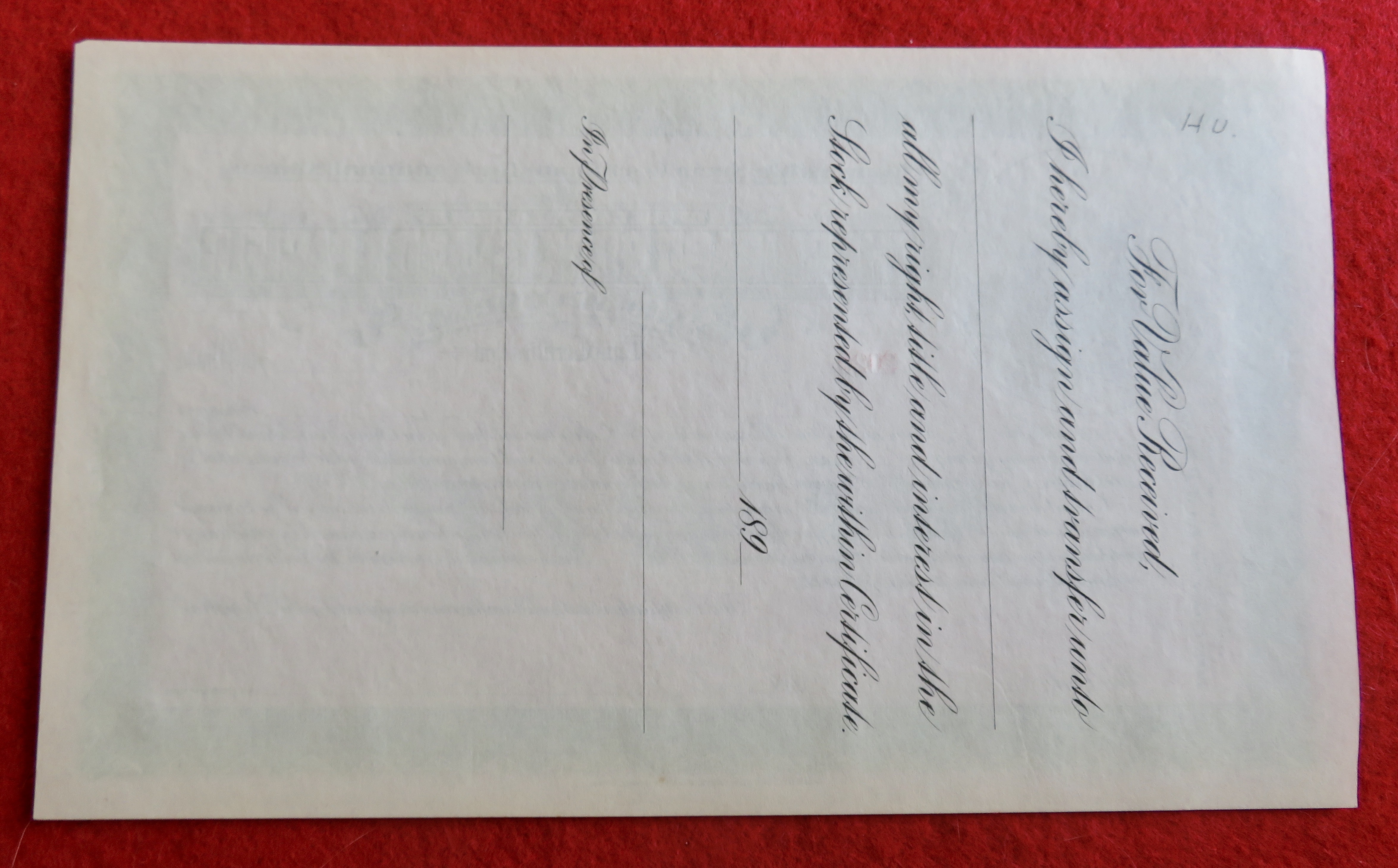 1898 Chicago, Rock Island & Pacific Stock Certificate