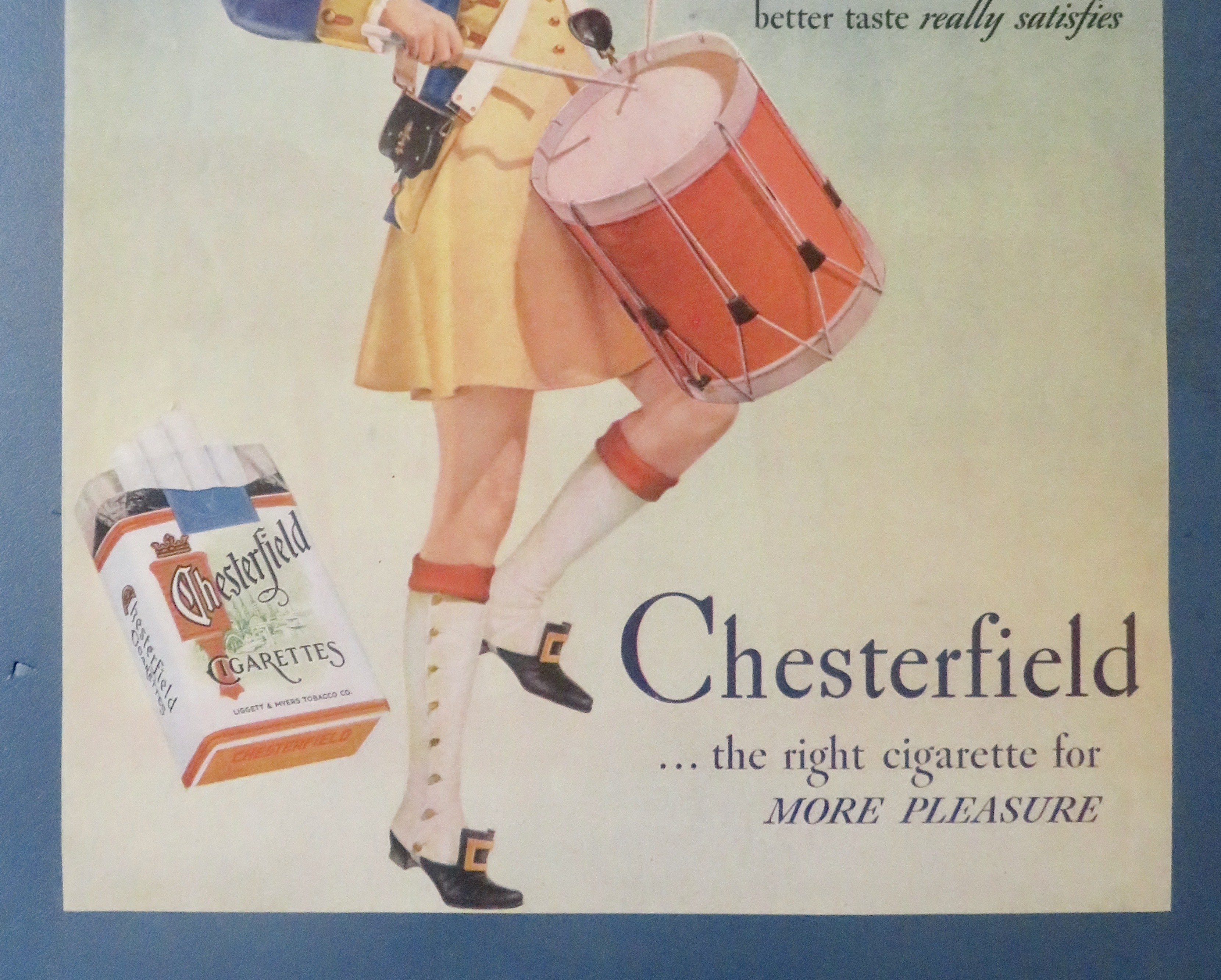 1938 Chesterfield Cigarettes with Woman Playing Drum
