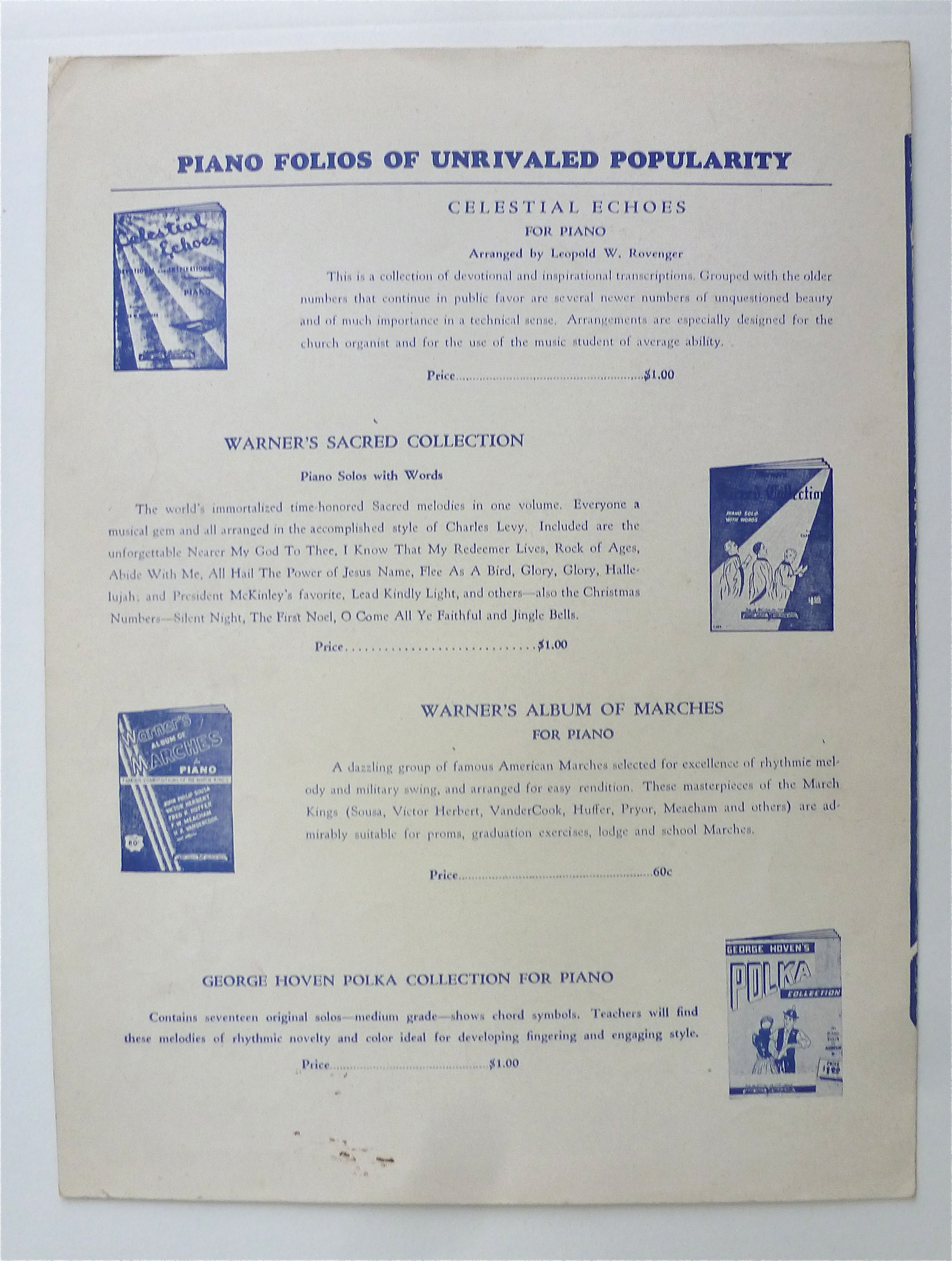 Sheet Music For 1946 Semper Fidelis (March)