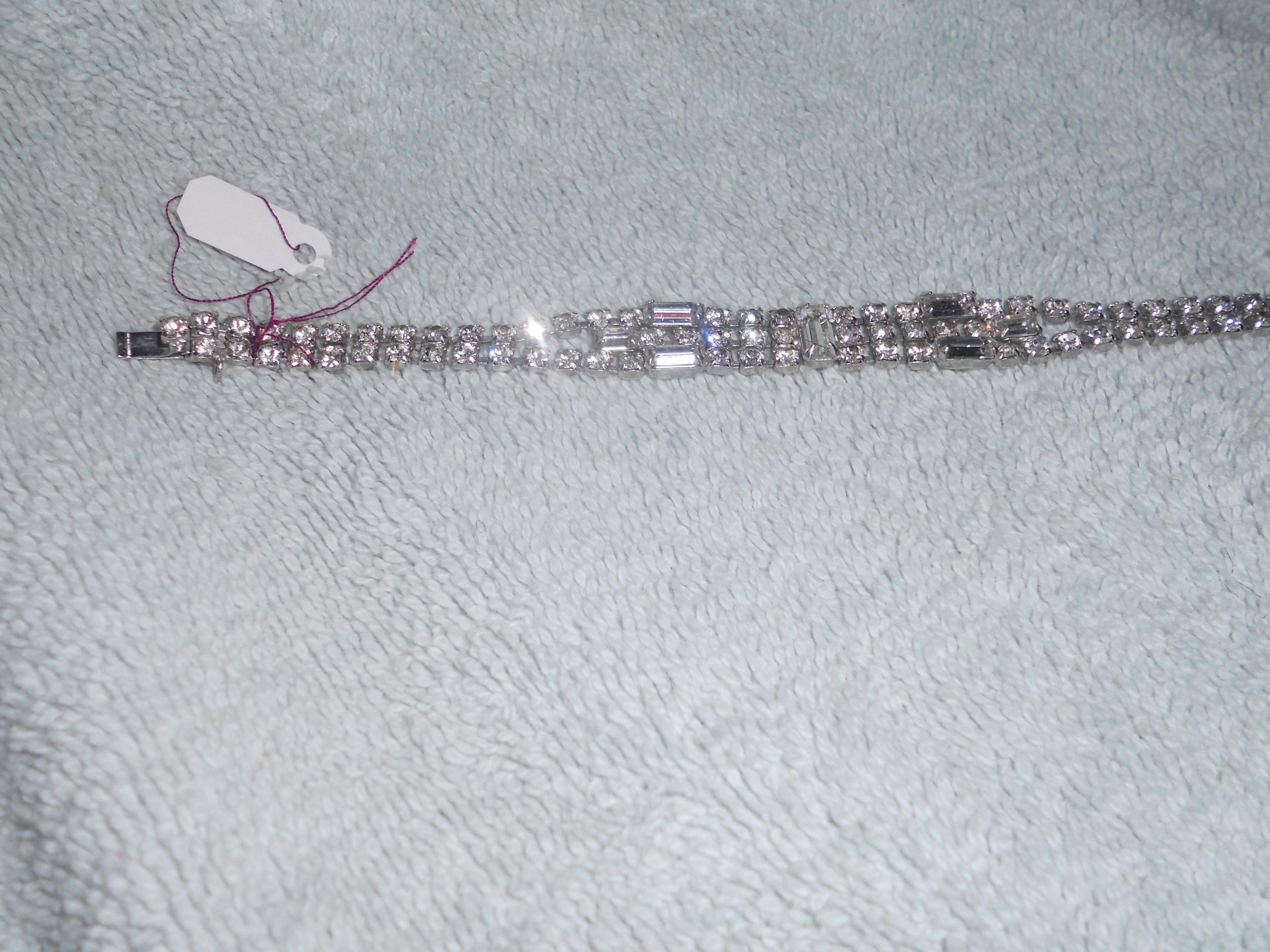 Rhinestone Tennis Bracelet with Safety Chain