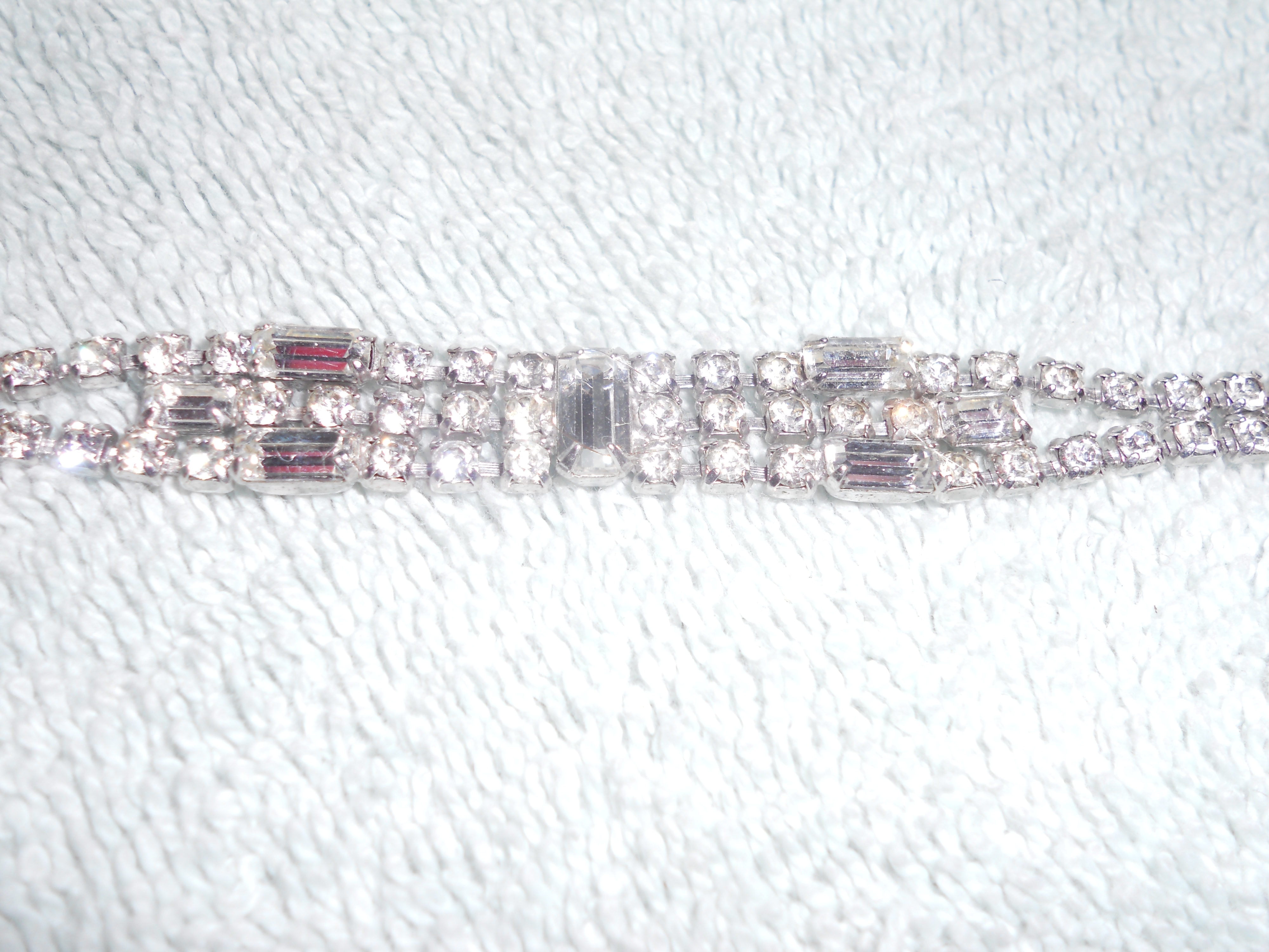 Rhinestone Tennis Bracelet with Safety Chain