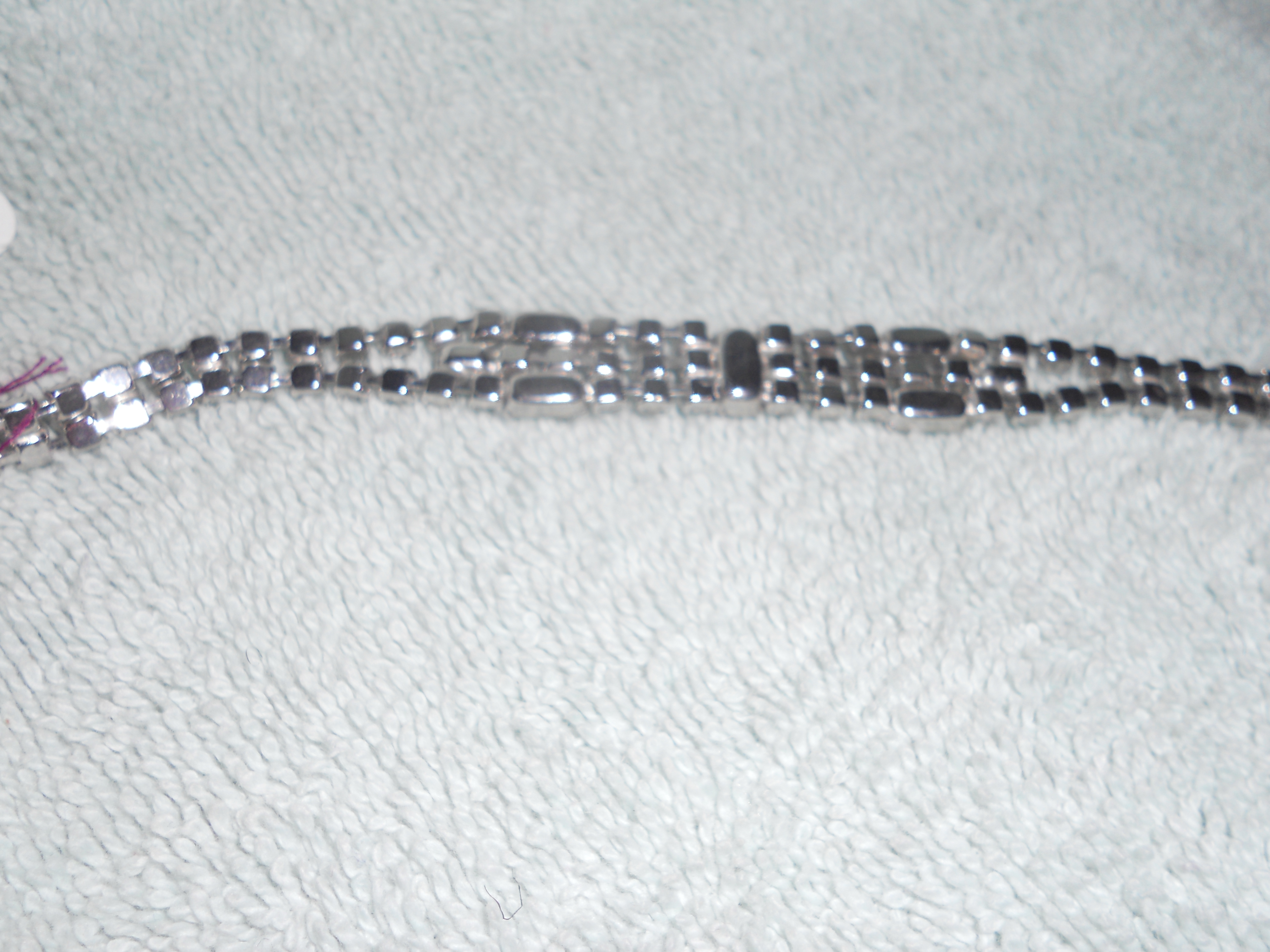 Rhinestone Tennis Bracelet with Safety Chain