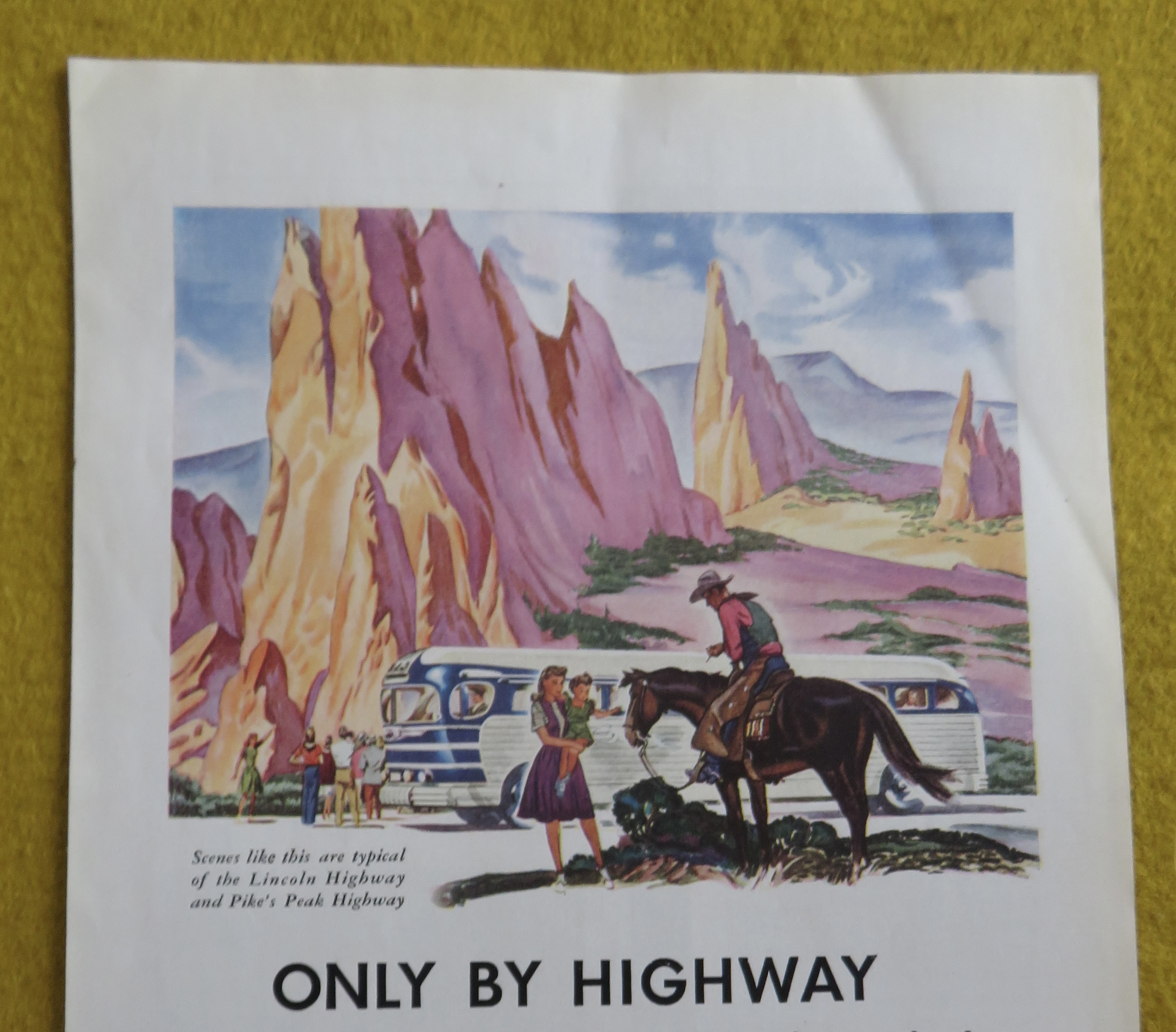 1946 Greyhound with Woman & Child Talking To Man