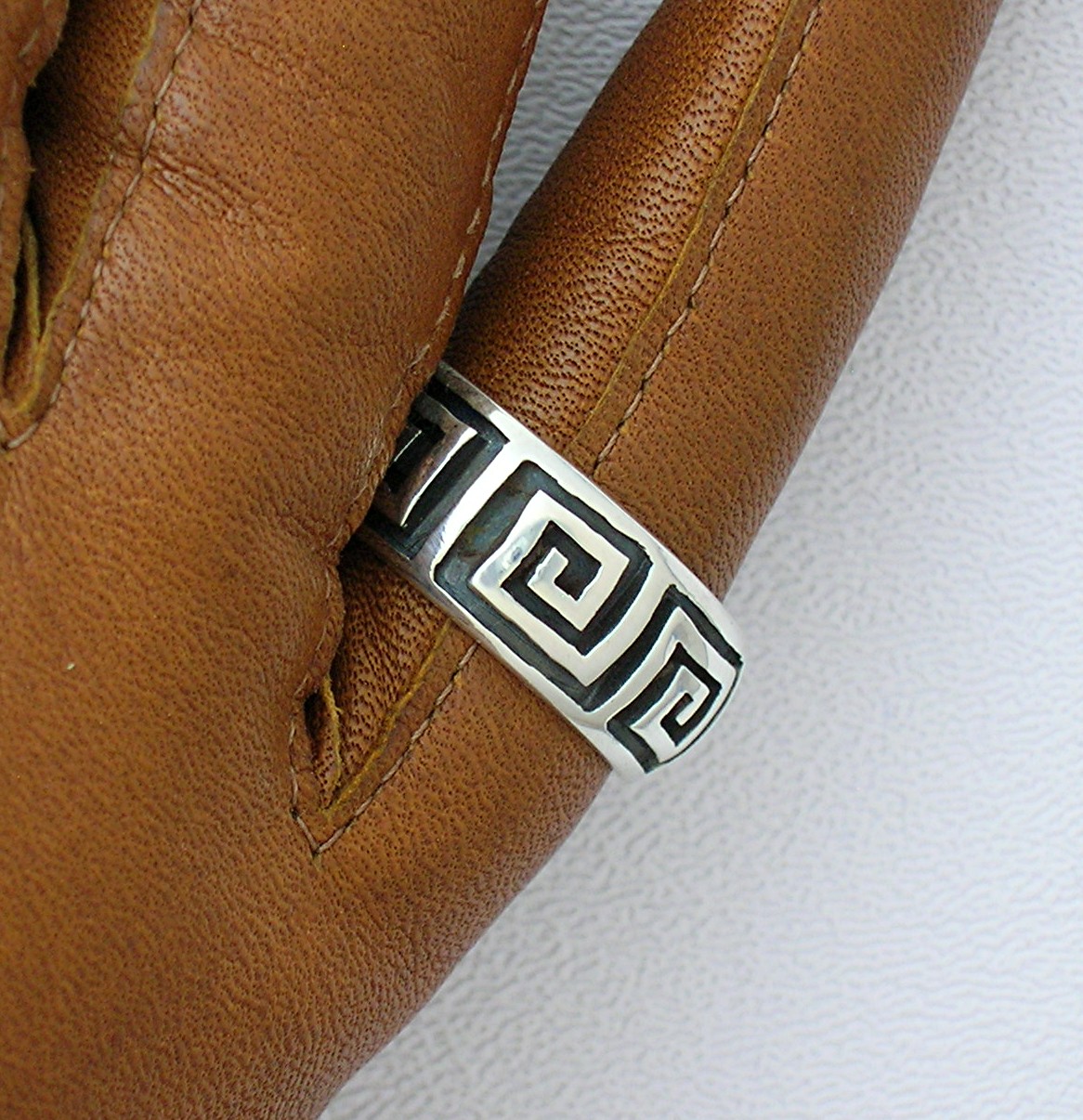 Sterling Silver Greek Key Band Ring...