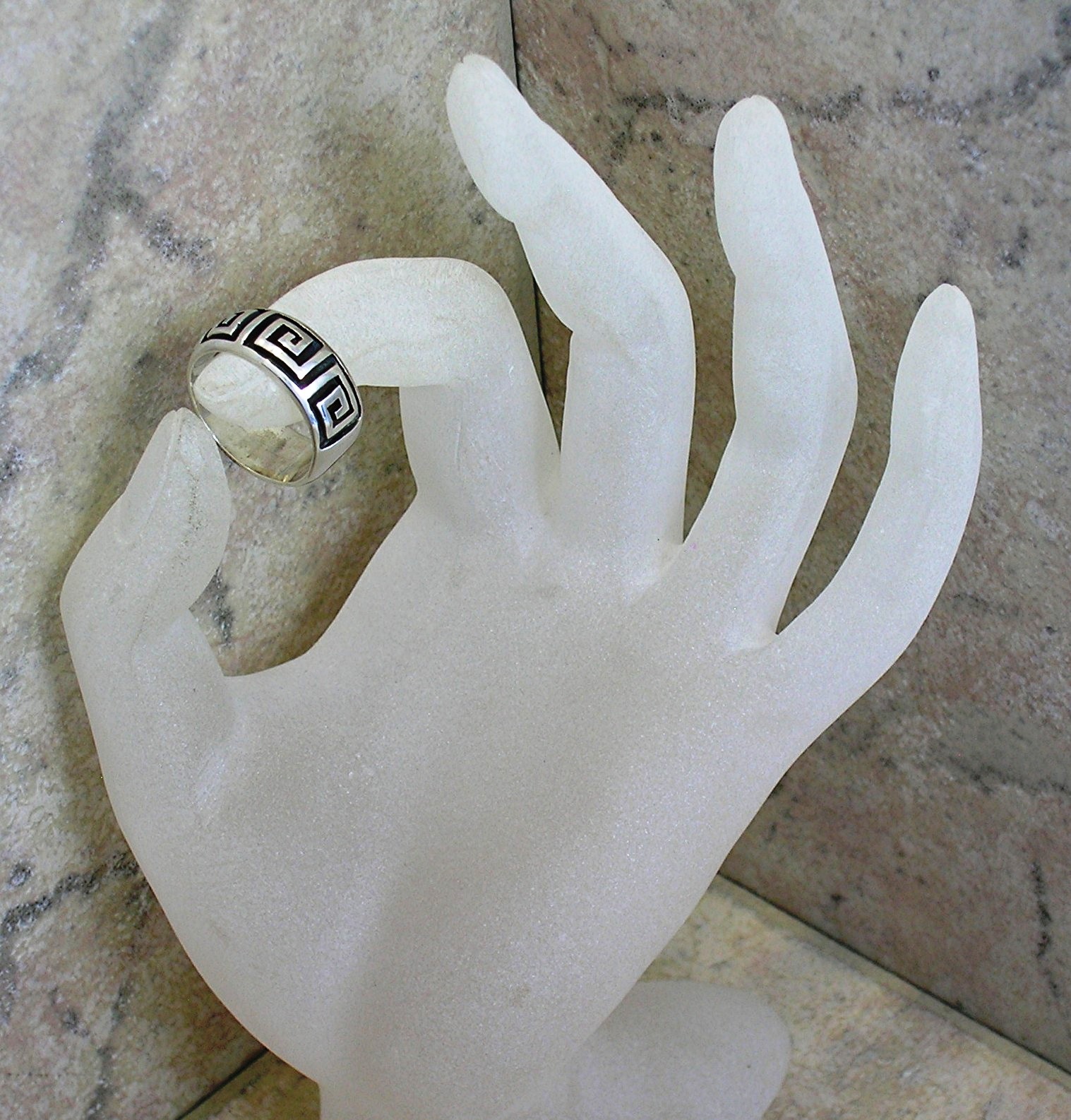 Sterling Silver Greek Key Band Ring...