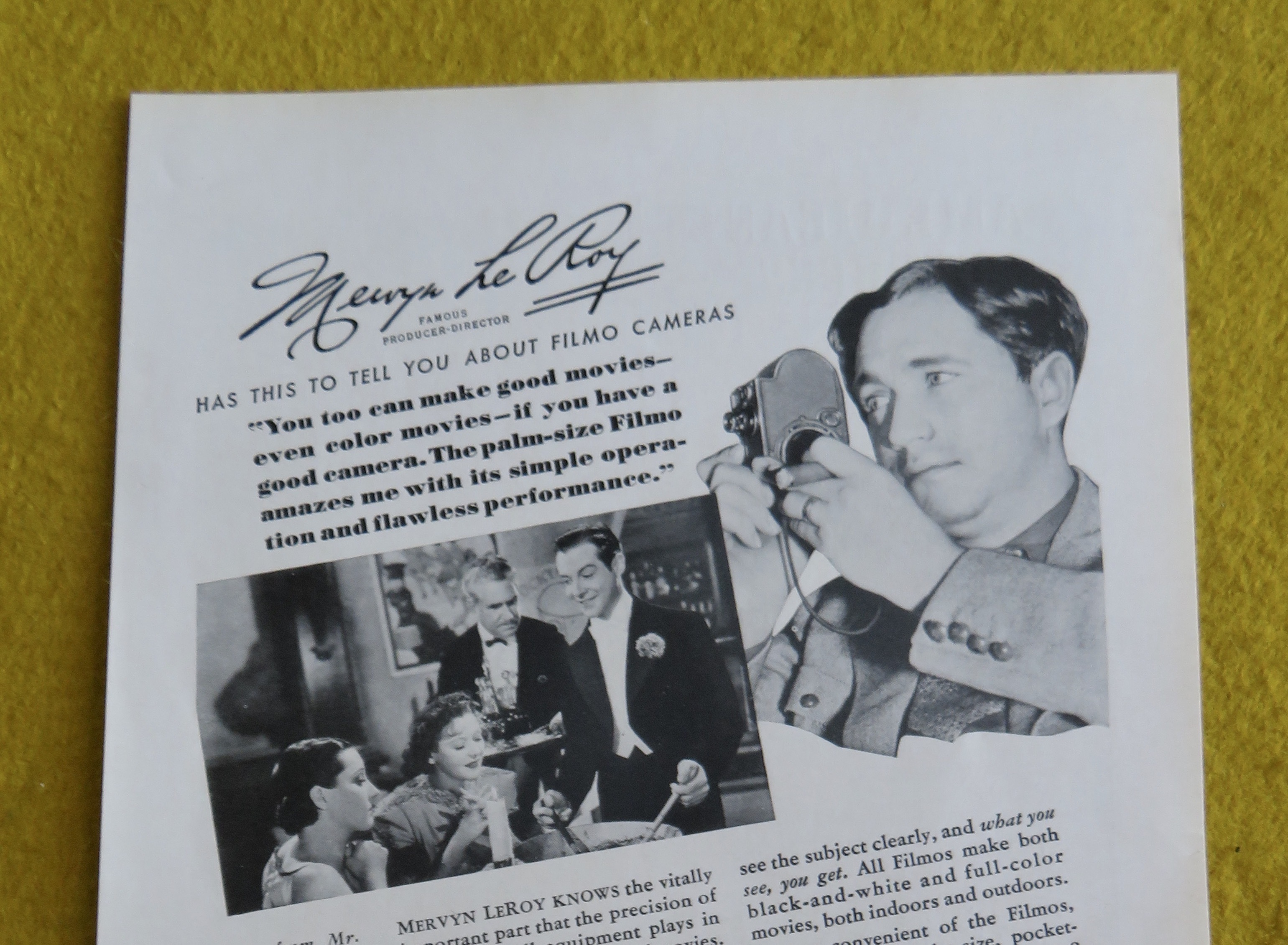 1938 Bell & Howell Filmo Camera with Mervyn Le Roy