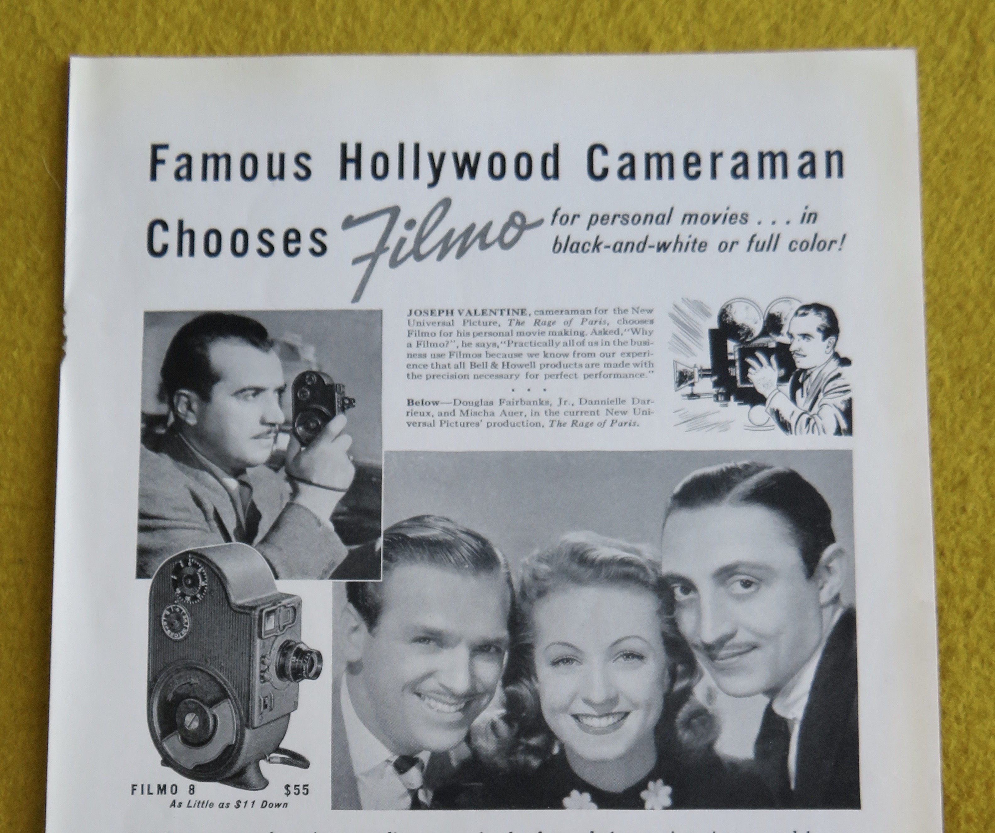 1938 Bell & Howell Filmo Camera with Joseph Valentine
