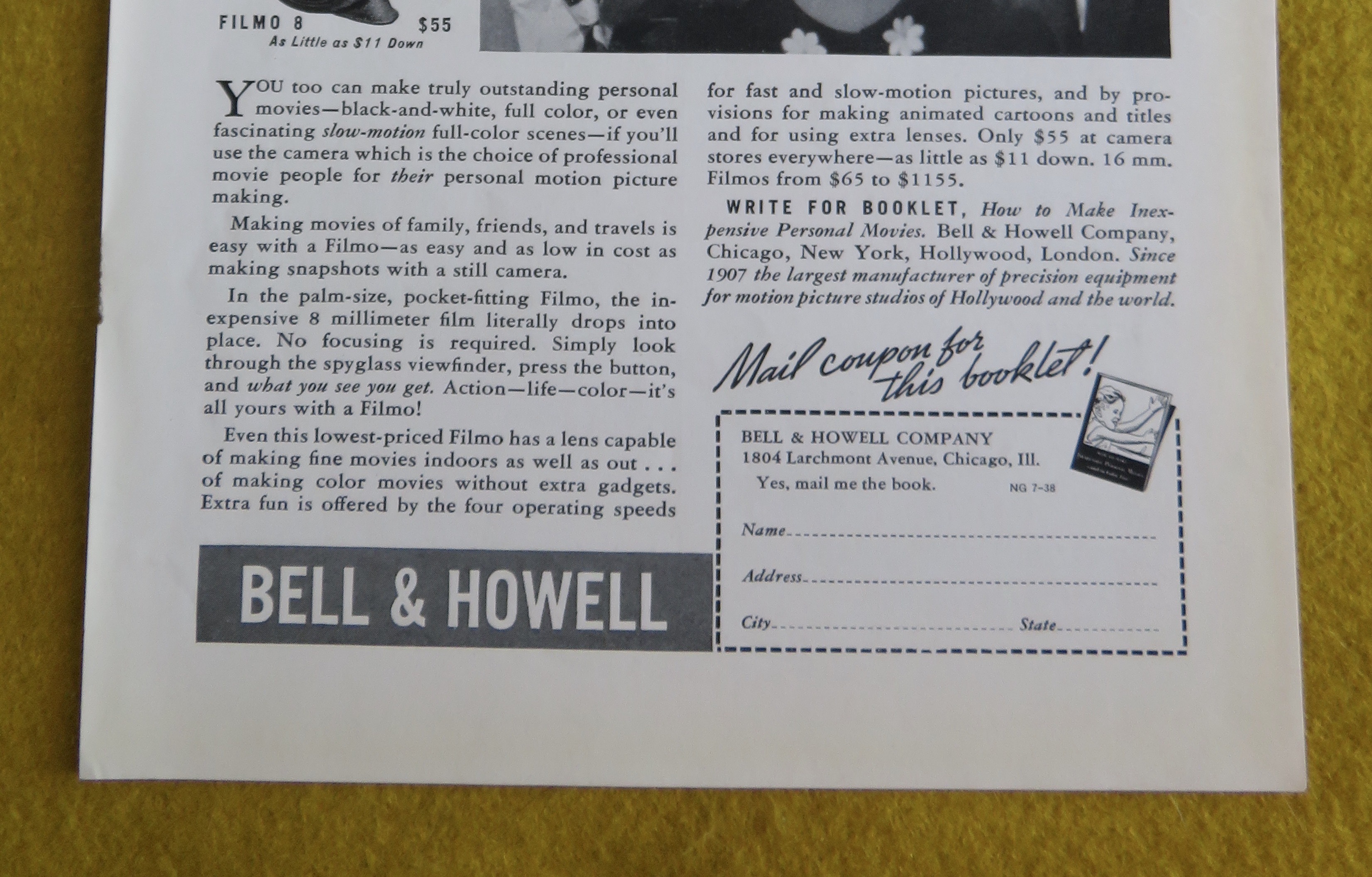 1938 Bell & Howell Filmo Camera with Joseph Valentine