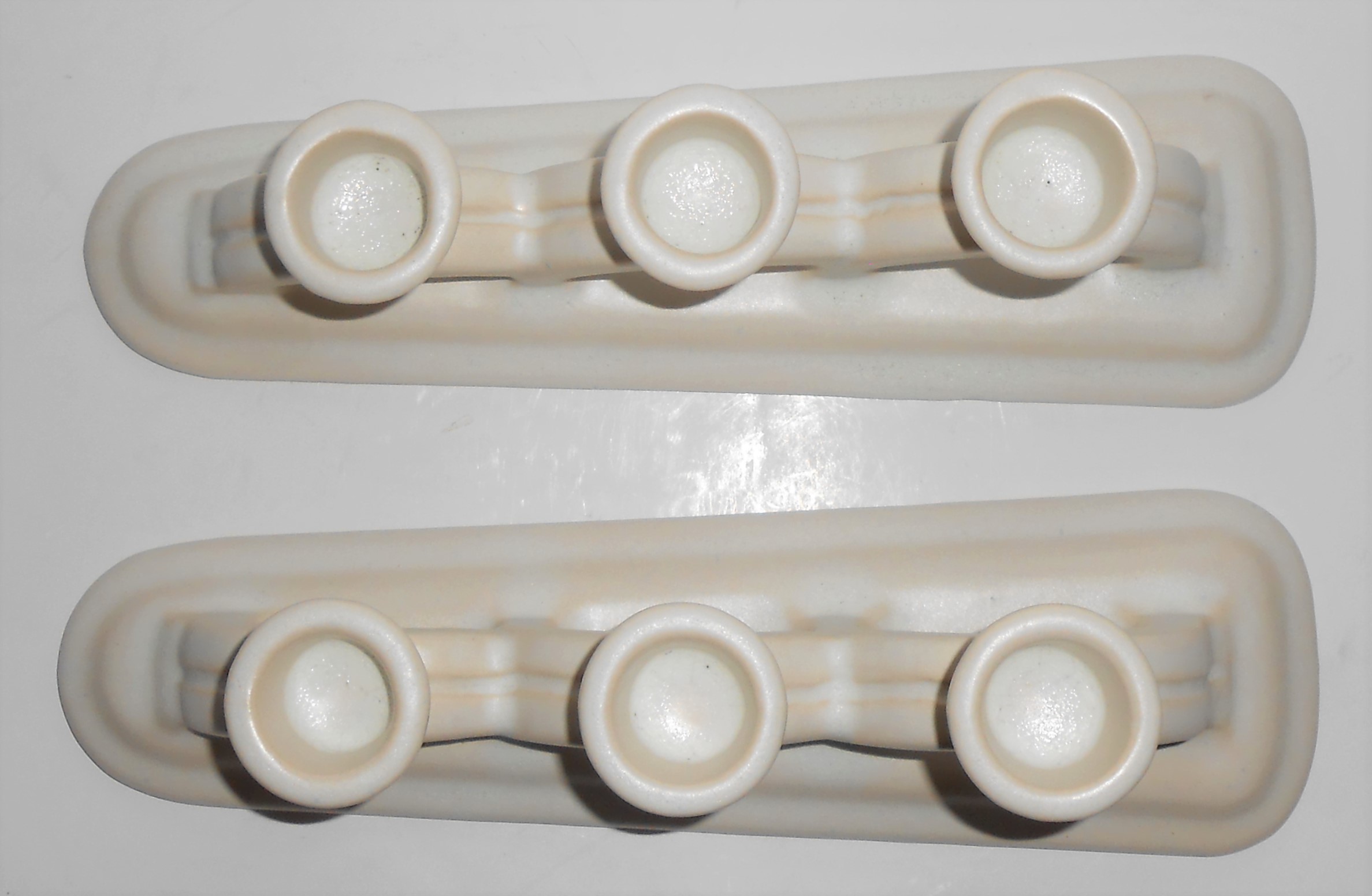 Pacific Pottery Matte White Pair Triple Candlesticks