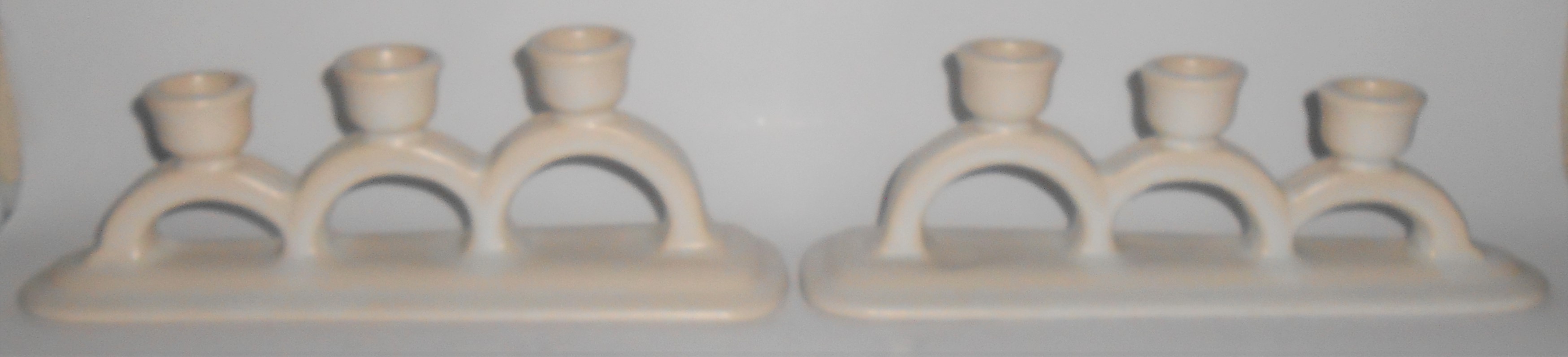 Pacific Pottery Matte White Pair Triple Candlesticks