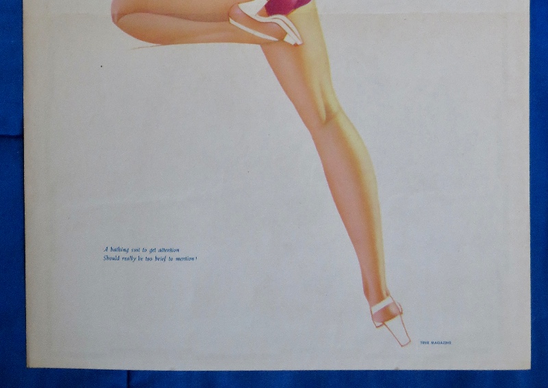 Original 1947 Sexy Pin Up Girl Wearing A Pink Bodysuit & White Hat While Talking On The Telephone By George Petty